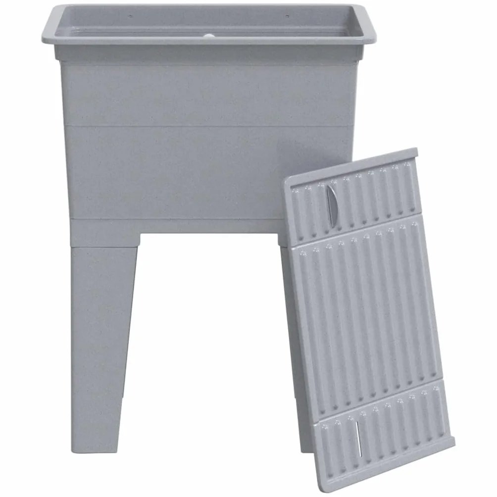 vidaXL Bac à Linge Gris 59x41x75 cm Résine, Évier Utilitaire Autoportant