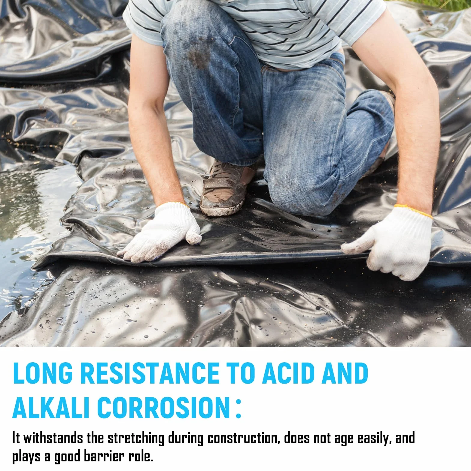 Bâche pour bassin en polyéthylène haute densité 2 x 2 m imperméable résistant aux intempéries noir