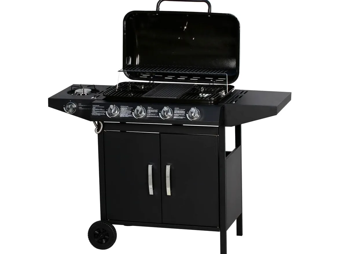 Habitat et Jardin Barbecue Gaz Festa 5, 5 Brûleurs Dont 1 Latéral, 12.9 Kw, Noir 1351_100515