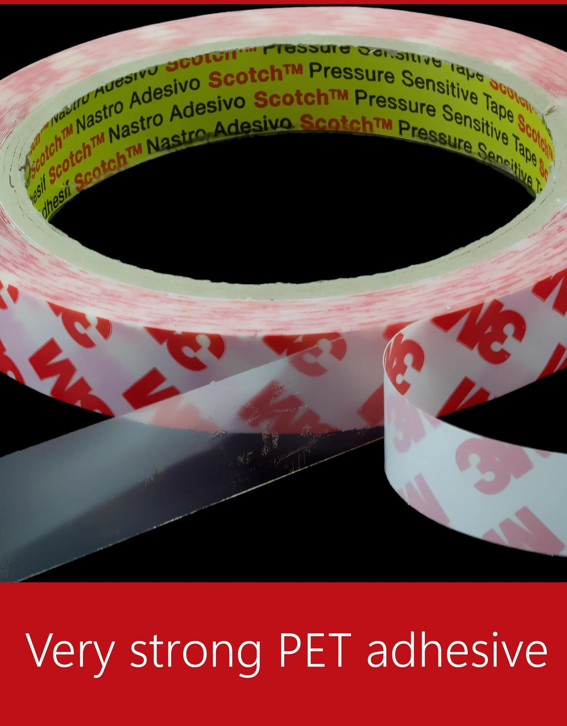 Ruban adhésif double face GPT en PET 0,21 mm 150 °C résistant UV 15 mm x 50 m