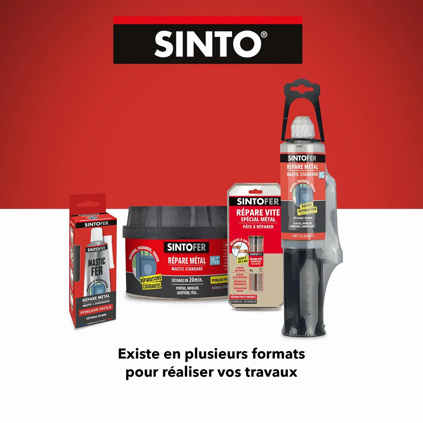 SINTO Répare Métal Rapide 60g Cuivre - Rebouche, Assemble, Soude - Résiste Pression Eau Températures Extrêmes