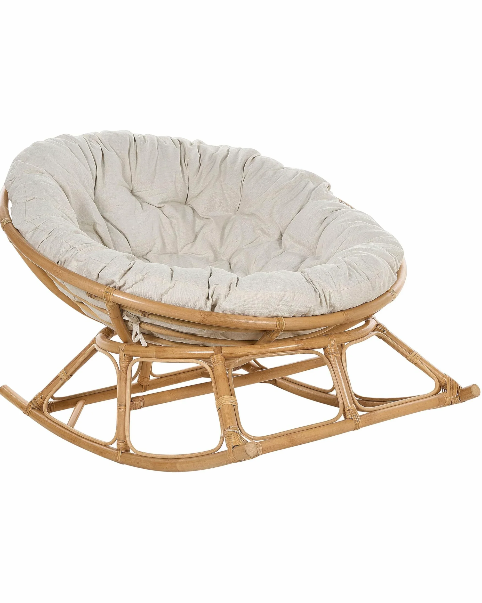 Beliani Fauteuil à Bascule Rond en Rotin Ton Naturel et Beige Clair Empilable Orvieto
