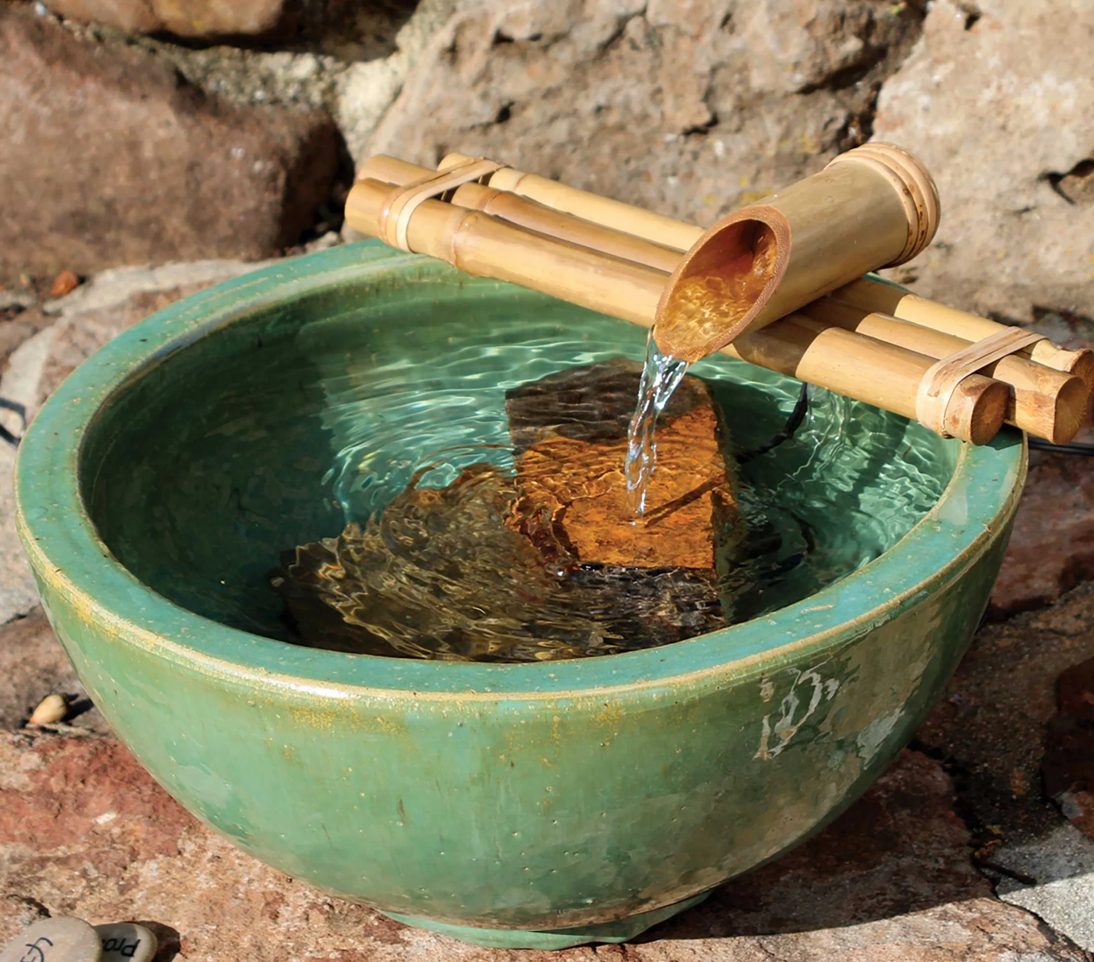 Kit Fontaine à Eau Zen Bamboo - Fontaine Trois Bras 30 cm Résistant aux Fissures pour Oasis DIY