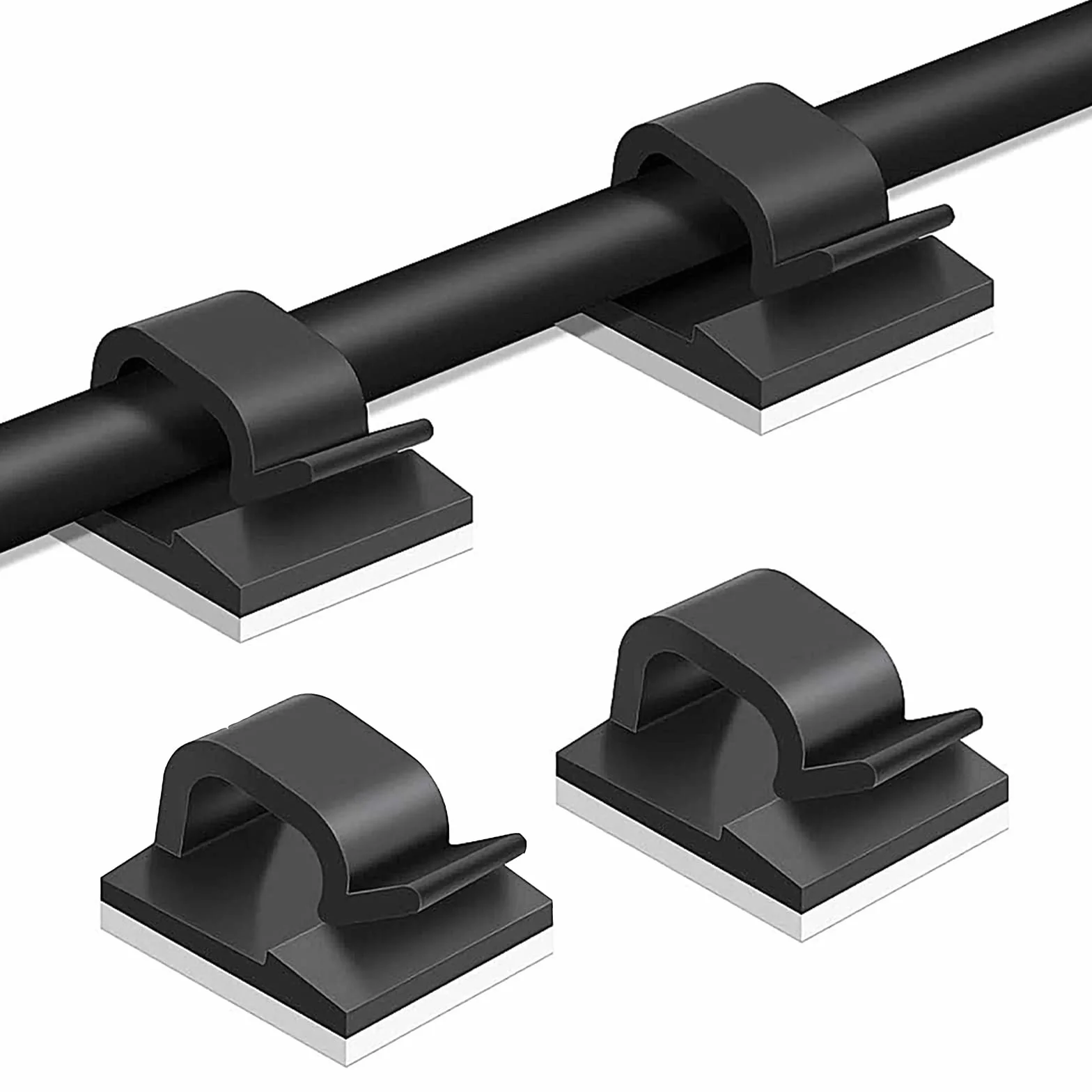 Clips de câble Auto-adhésif 50 pièces Gestion des câbles 15mm*14mm Noir