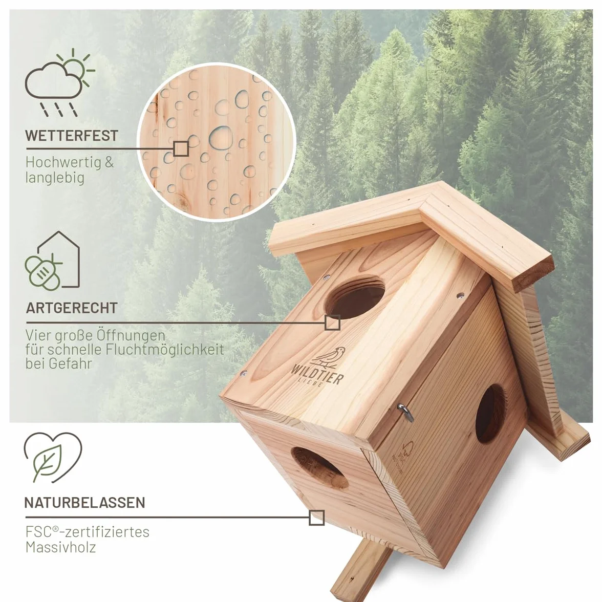 Cobel Nid pour écureuil en bois massif - Maison d'écureuil à suspendre pour jardin