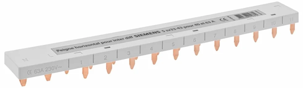 SIEMENS Peigne Horizontal avec connexion Interrupteur Différentiel 40A 63A