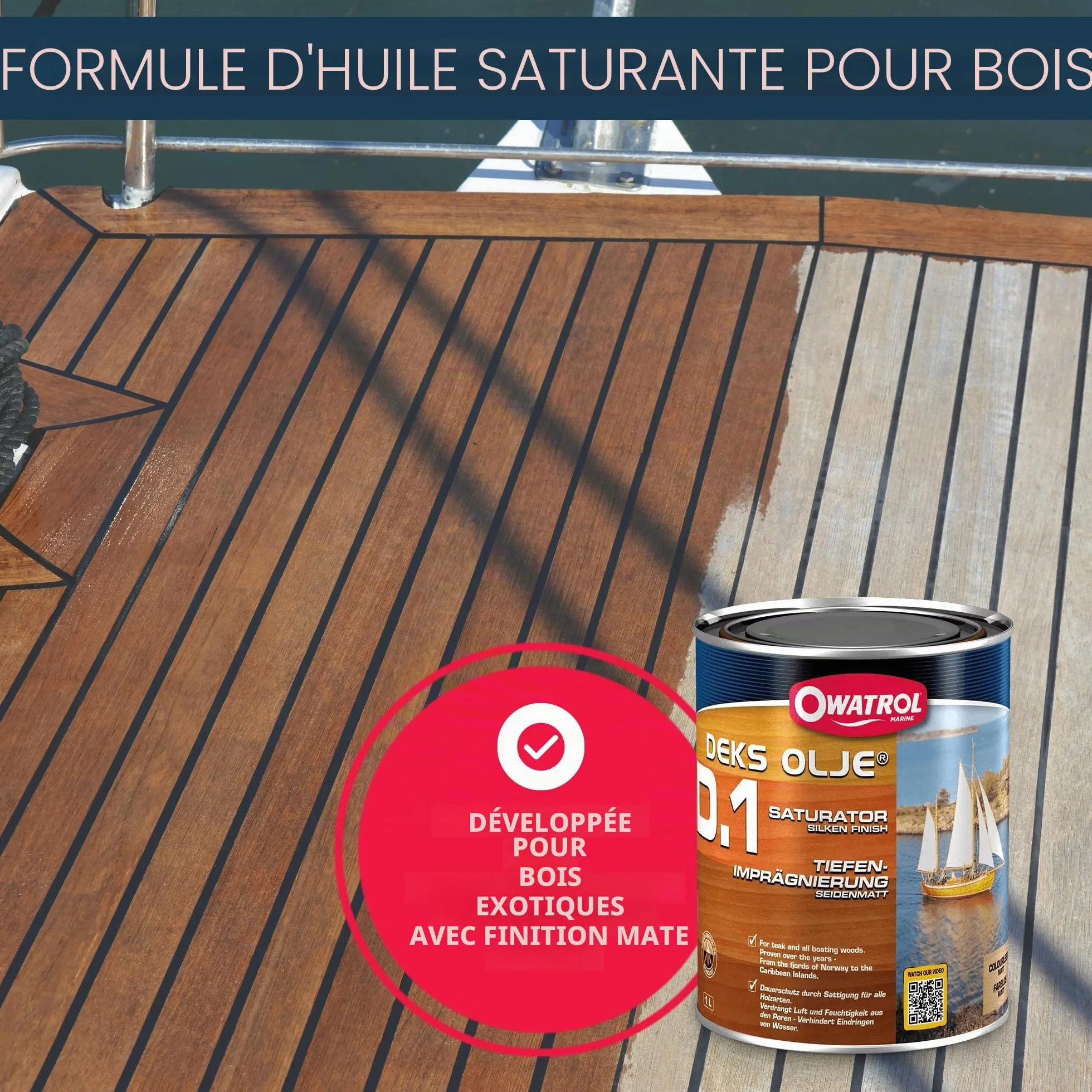 OWATROL DEKS OLJE D.1 Saturateur Bois Extérieur Teck Ipé Acajou 1L