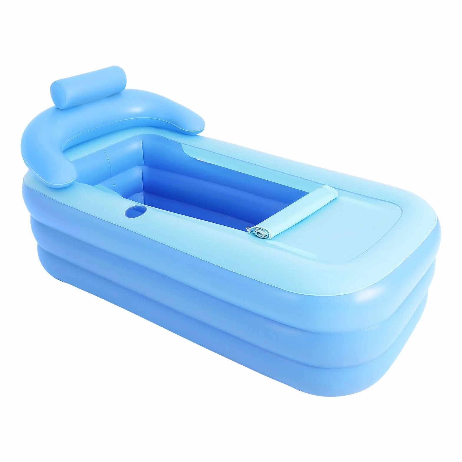 Baignoire gonflable pour adulte - Baignoire mobile avec dossier et housse à fermeture éclair - Baignoire intérieure et extérieure pour le camping et les voyages