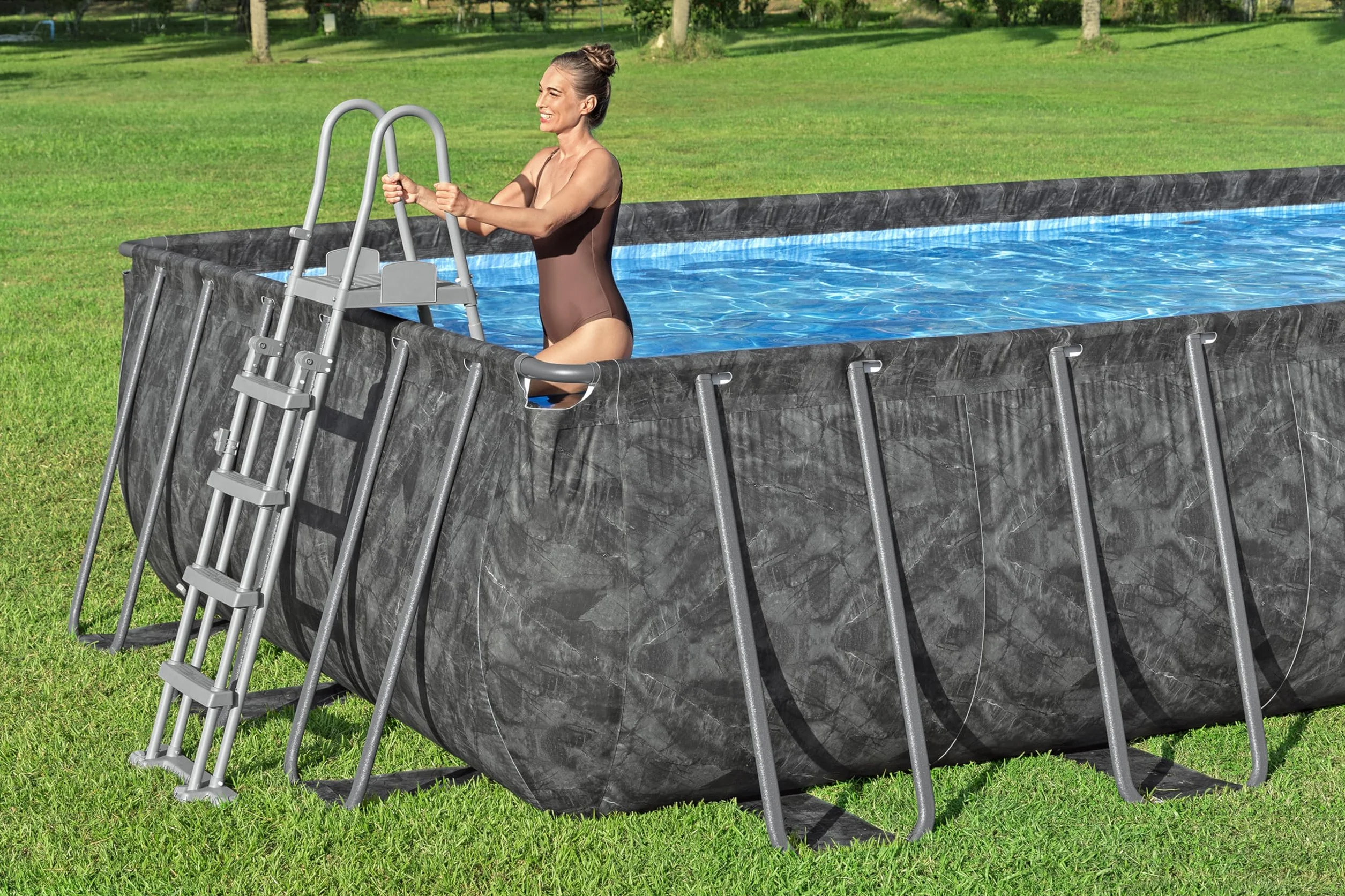Bestway Kit Piscine Hors Sol Rectangulaire APX 365-549 cm x 274 cm x 132 cm Gris foncé