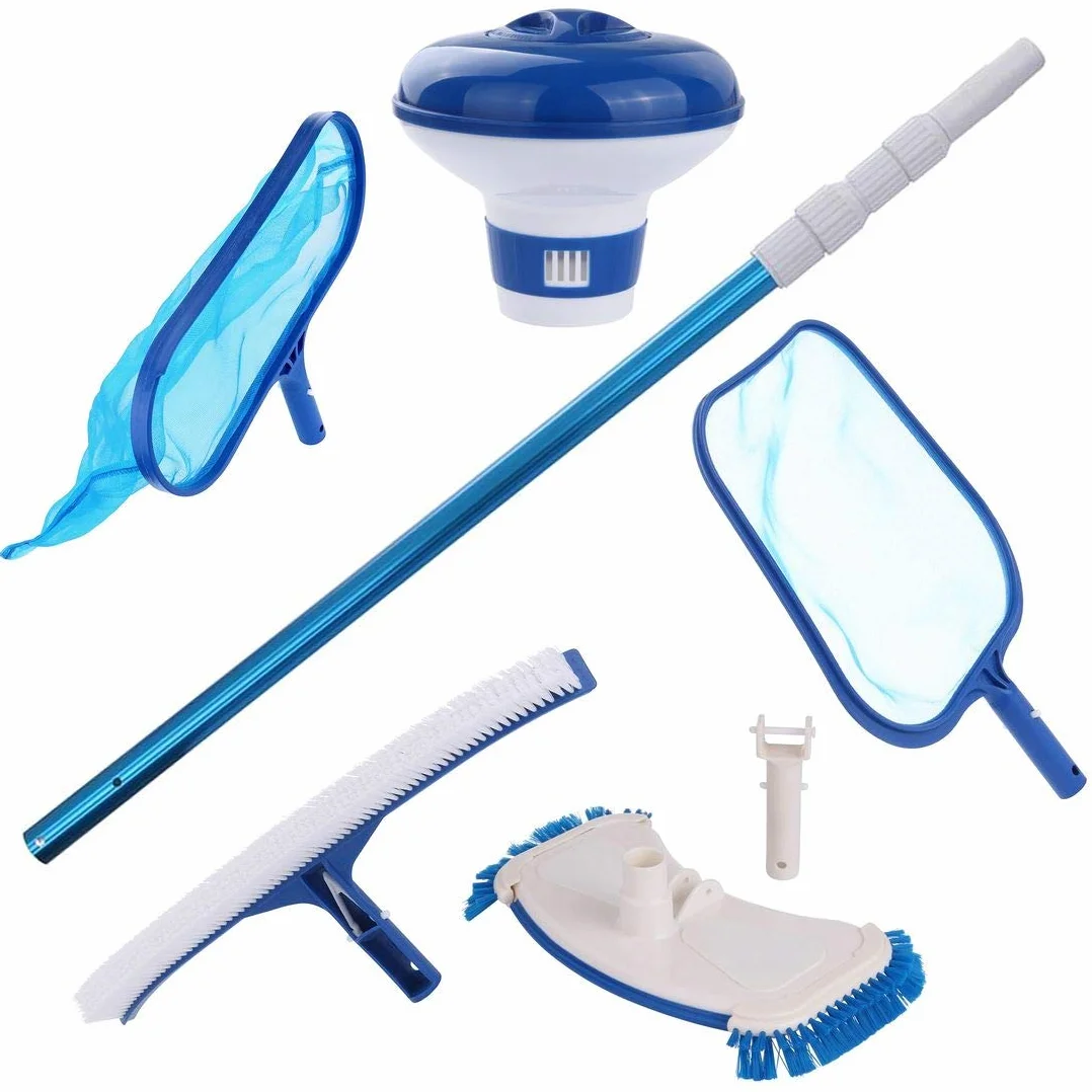 Kit de nettoyage pour piscine PCS 6 pièces avec barre épuisette brosse aspirateur