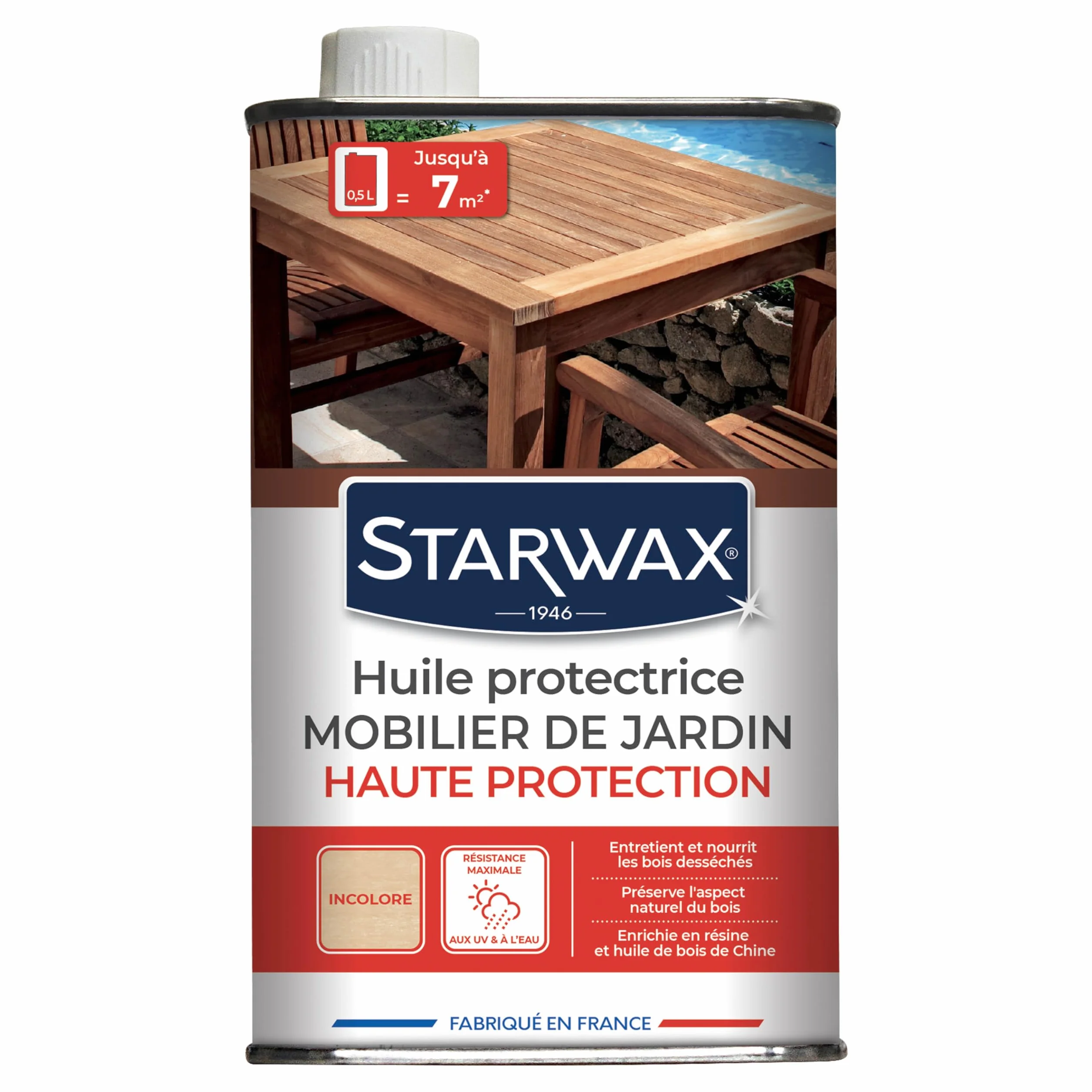 STARWAX Huile Protectrice pour Mobilier de Jardin en Bois 500ml Résiste à l'Eau et aux UV Incolore