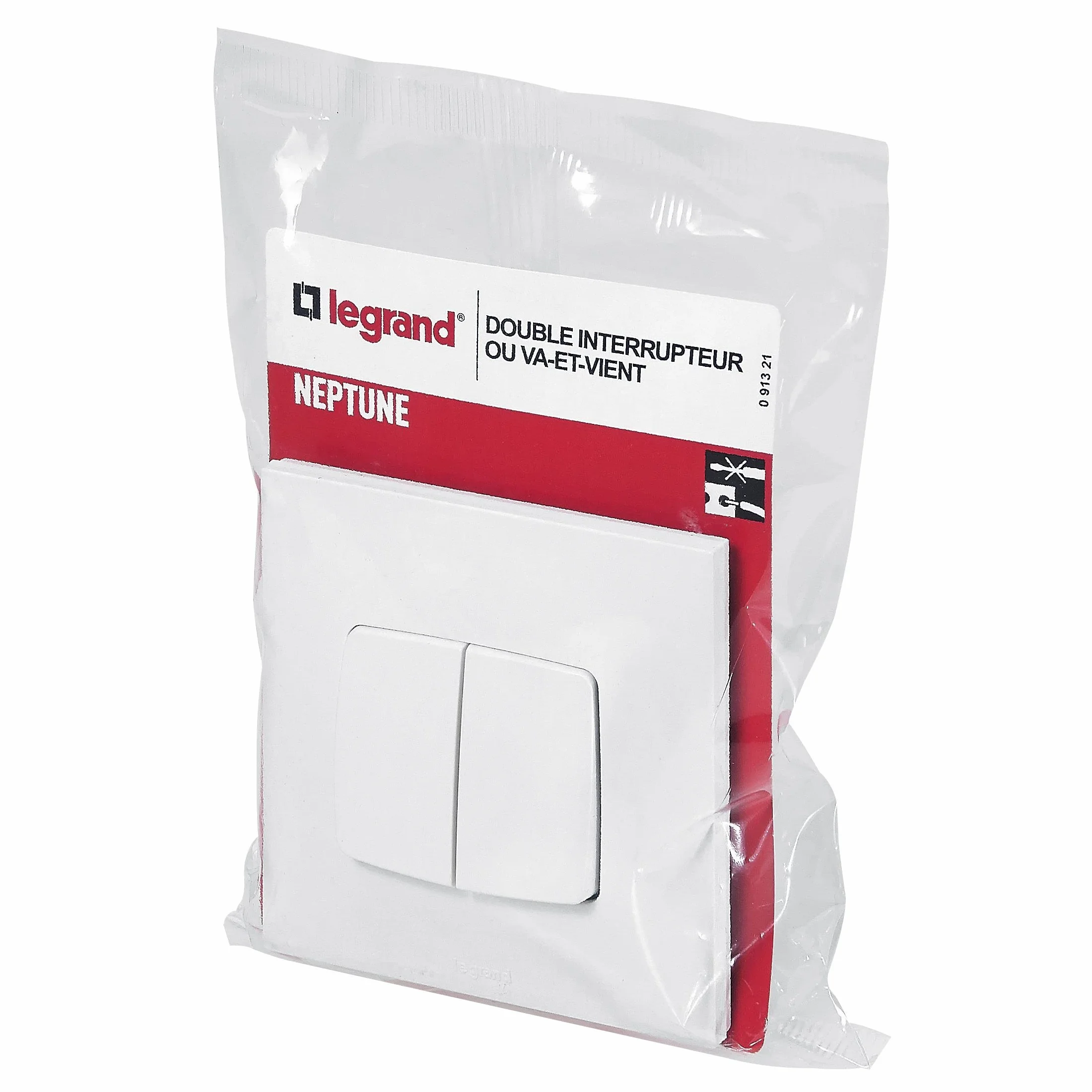 Legrand Interrupteur Double Va-et-Vient Neptune 10A Commande Éclairage Monobloc Blanc