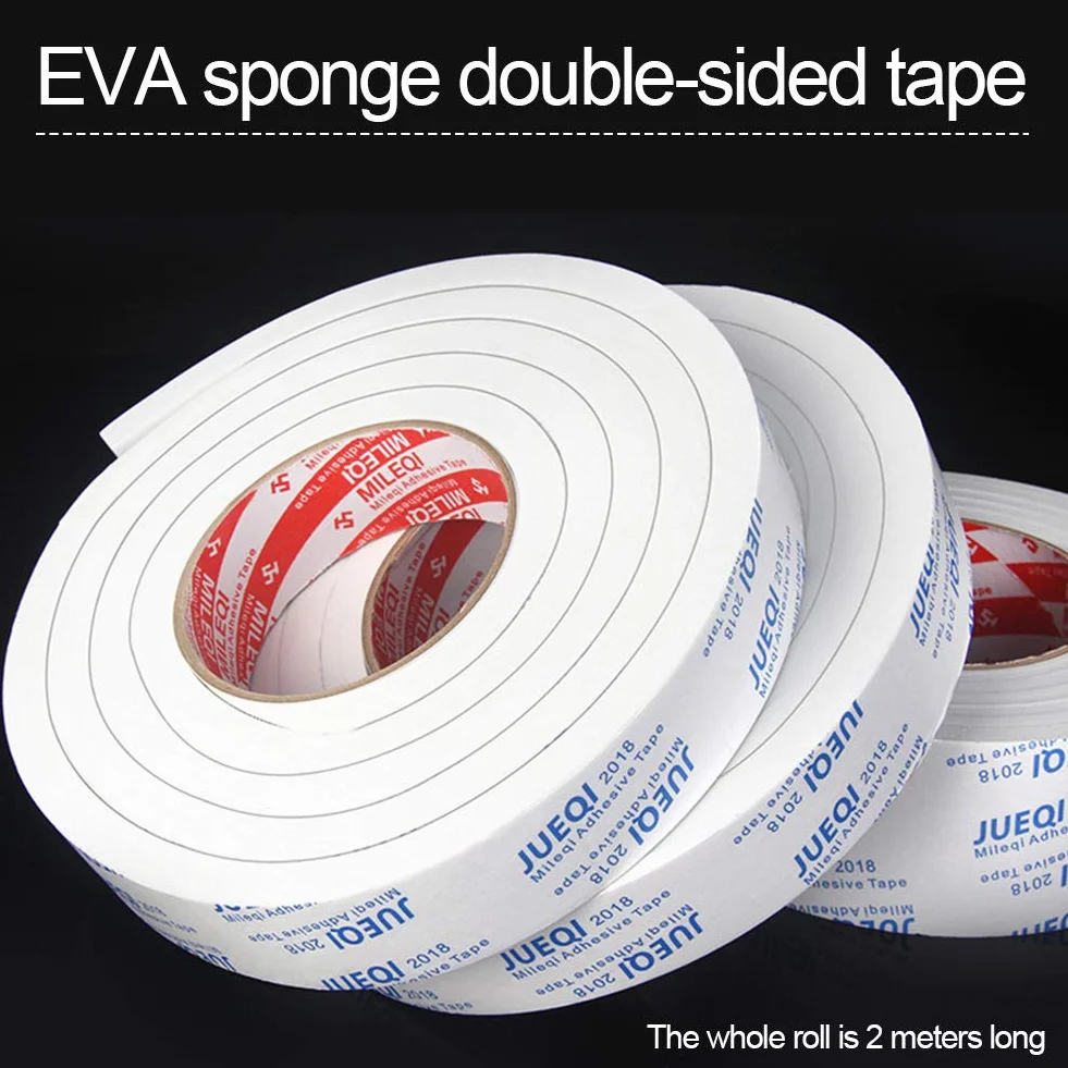 Ruban éponge double face en mousse EVA 5 mm d'épaisseur Blanc Joint autocollant 1 cm x 2 m