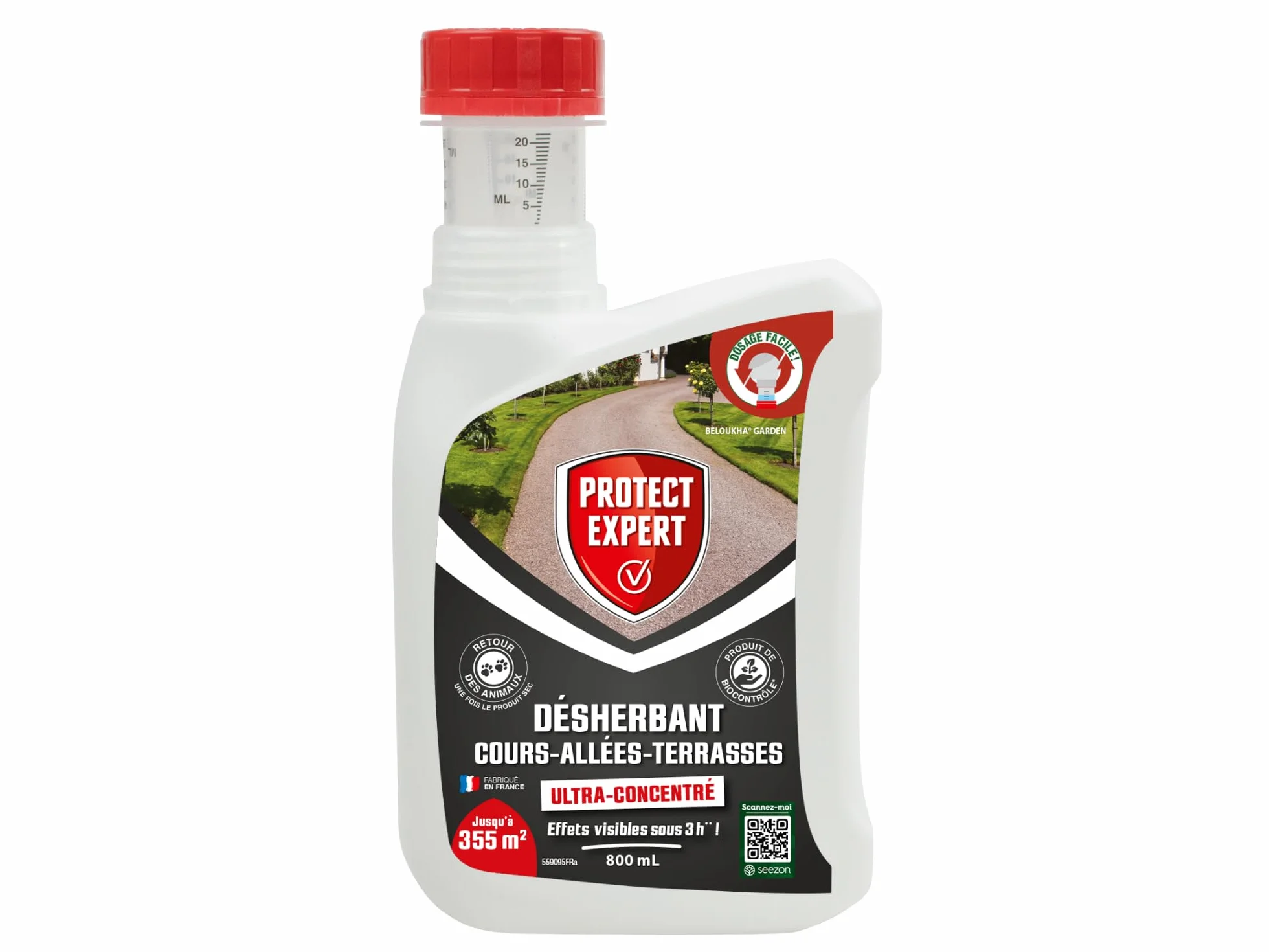 PROTECT EXPERT Désherbant Ultra Concentré 800ml - Jusqu’à 355m² - Bidon Auto Doseur