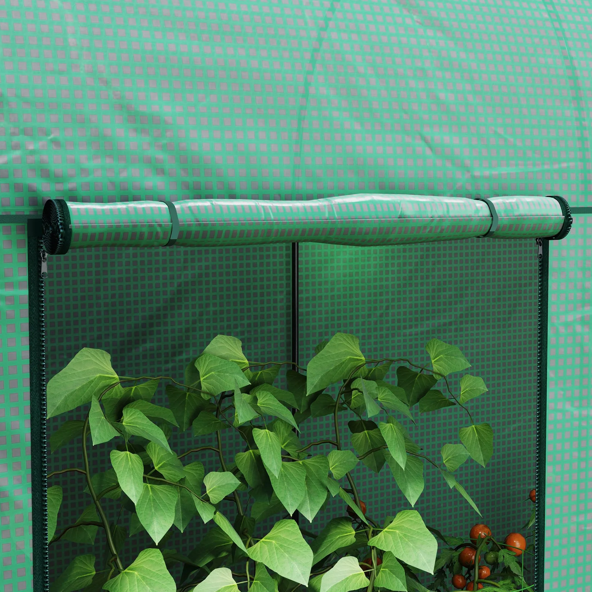Outsunny Serre de Jardin PE, Serre de Balcon, bâche renforcée 140 g/m², châssis en Acier, 2 Portes zippées enroulables, pour légumes Plantes Fleurs, intérieur et extérieur, 200 x 100 x 178 cm, Vert
