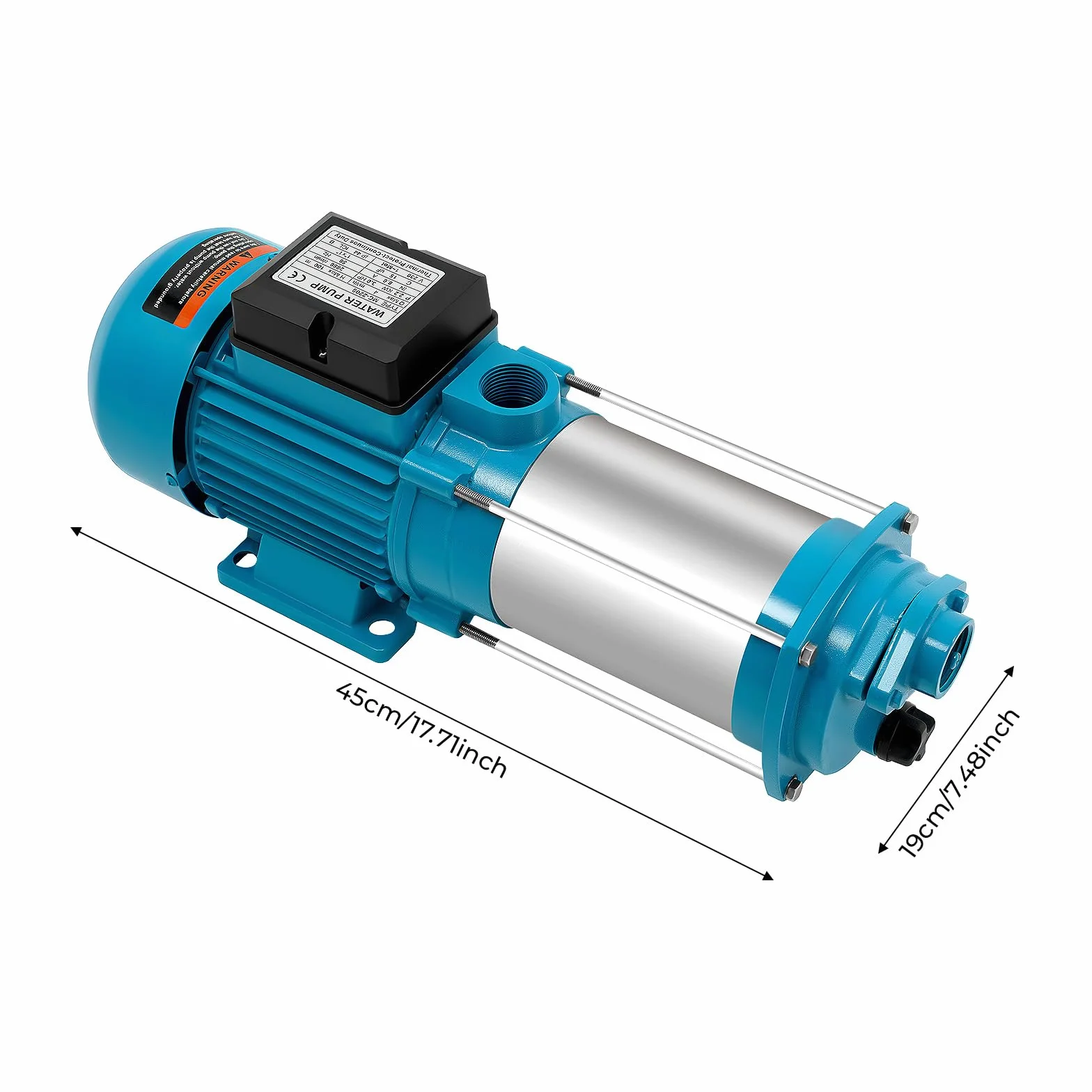 Pompe de surface 2200W 10 bar 4000 L/h 1" acier inoxydable haute pression pour puits irrigation maison