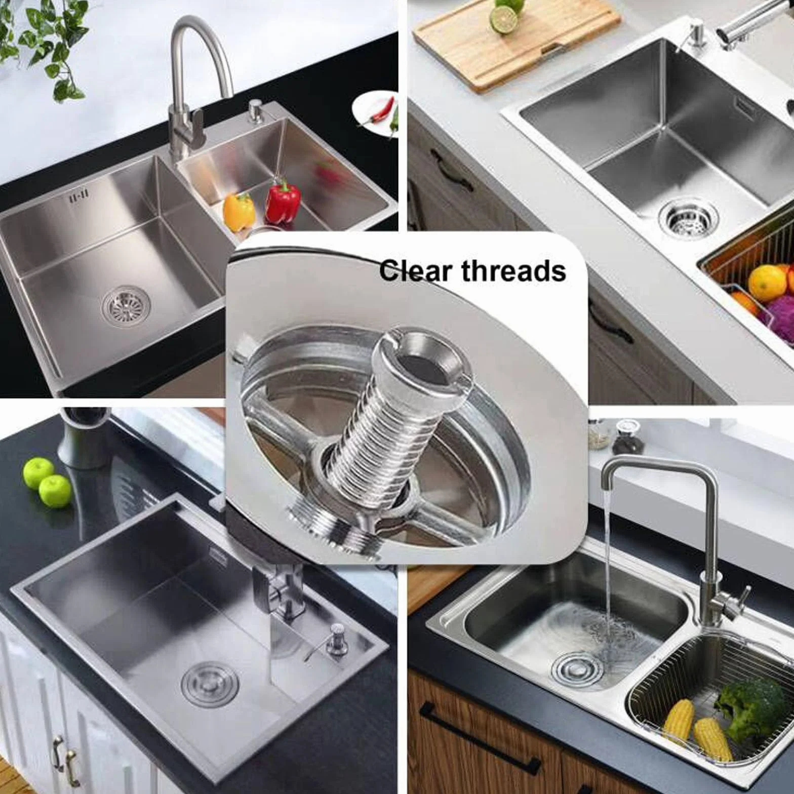 Lot de 4 vis creuses M12 35 mm pour tamis d'évier de cuisine