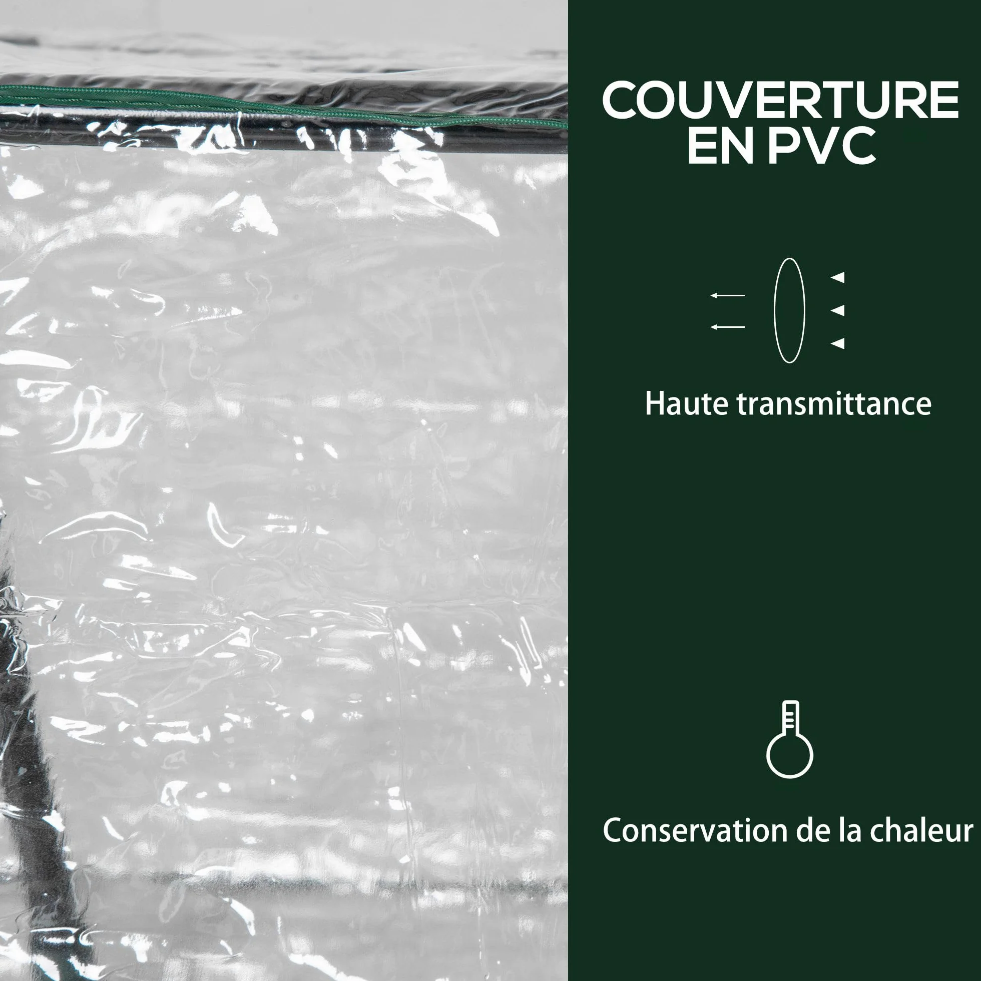 Outsunny Serre de Jardin, Mini Serre, 2 fenêtres zippées et enroulables, Couverture en Plastique, Cadre en Acier, 120 x 60 x 60 cm, Transparent