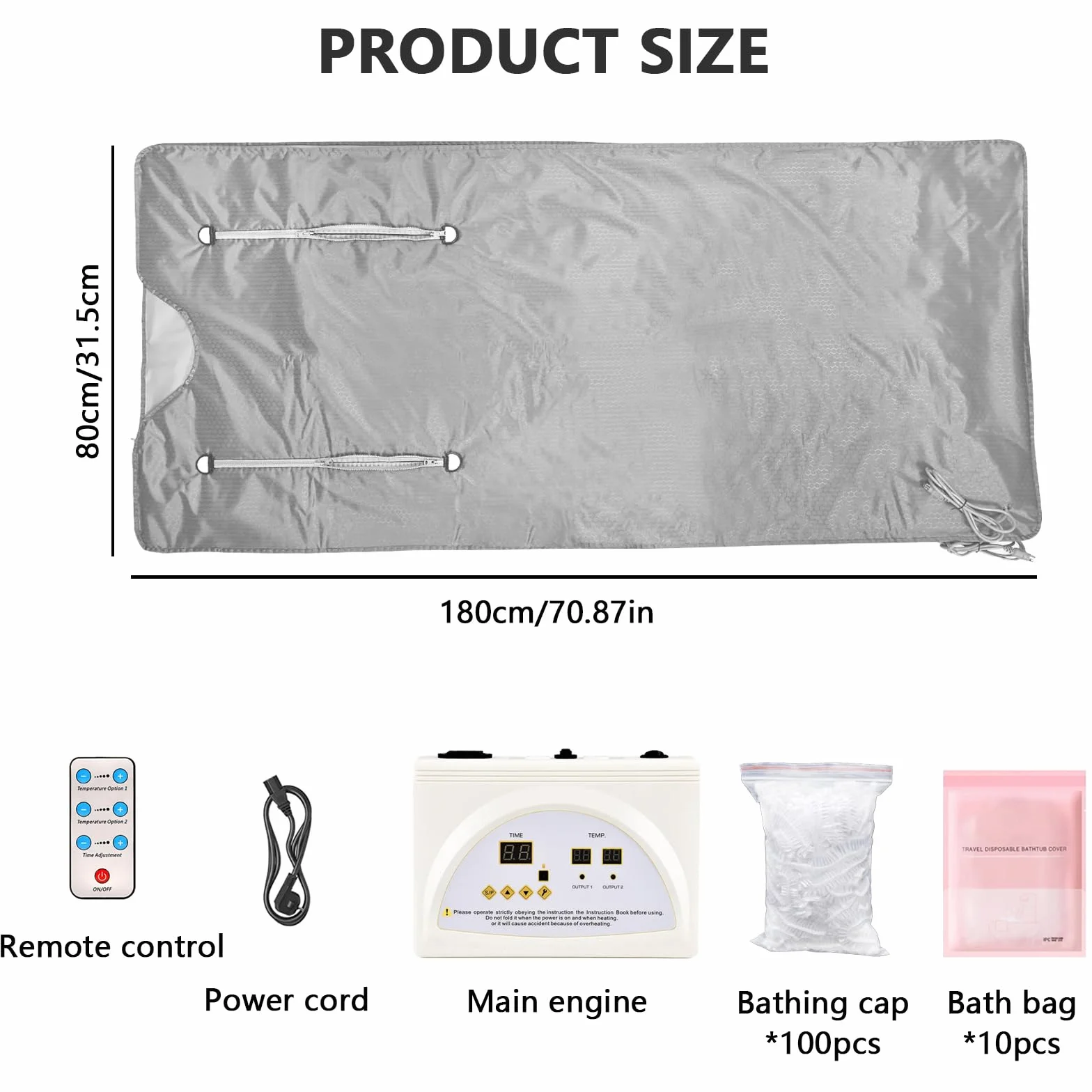 Couverture Sauna Infrarouge 2 Zones Portable Télécommande Gris