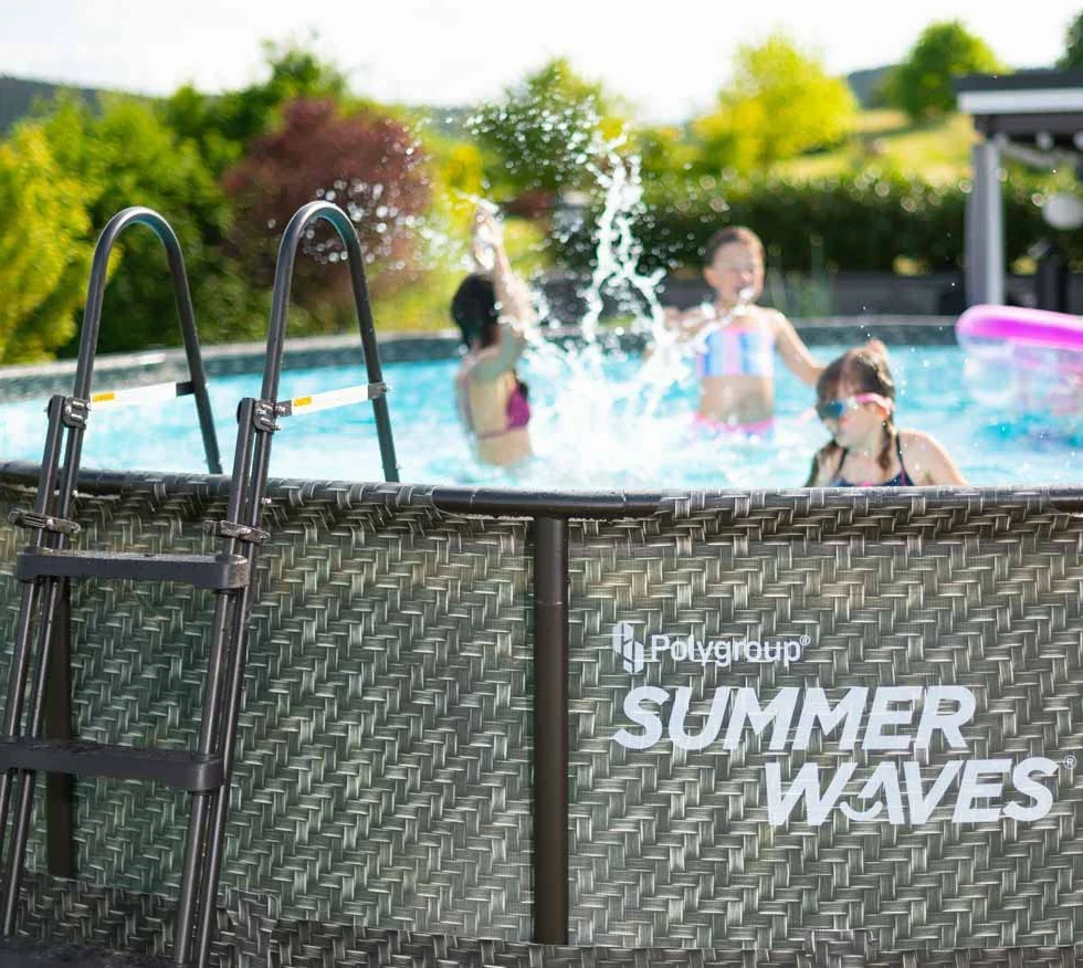 Summer Waves Piscine hors-sol Elite Frame rotin Gris Ø 488 x 122 cm