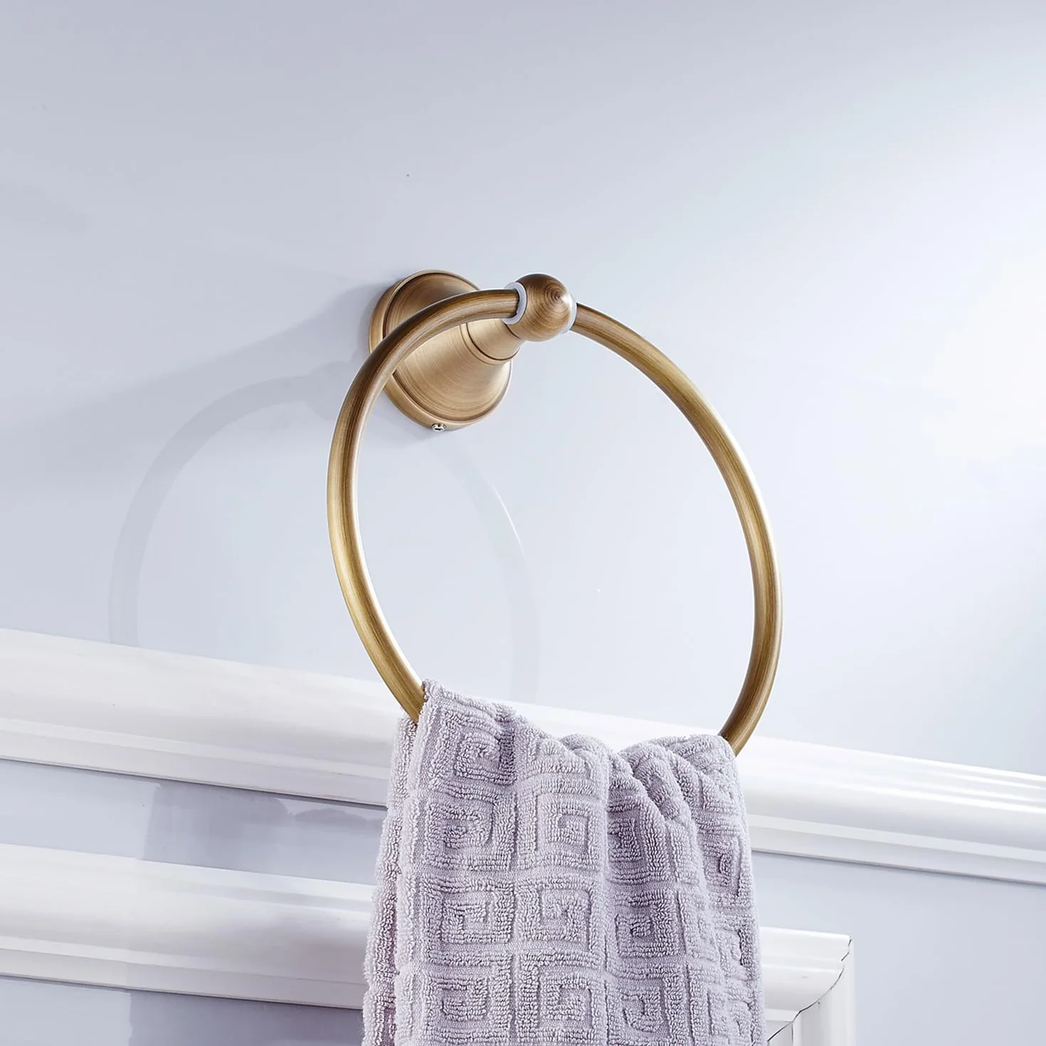 Flybath Anneau Porte-Serviette Rond en Laiton Bronze Brossé