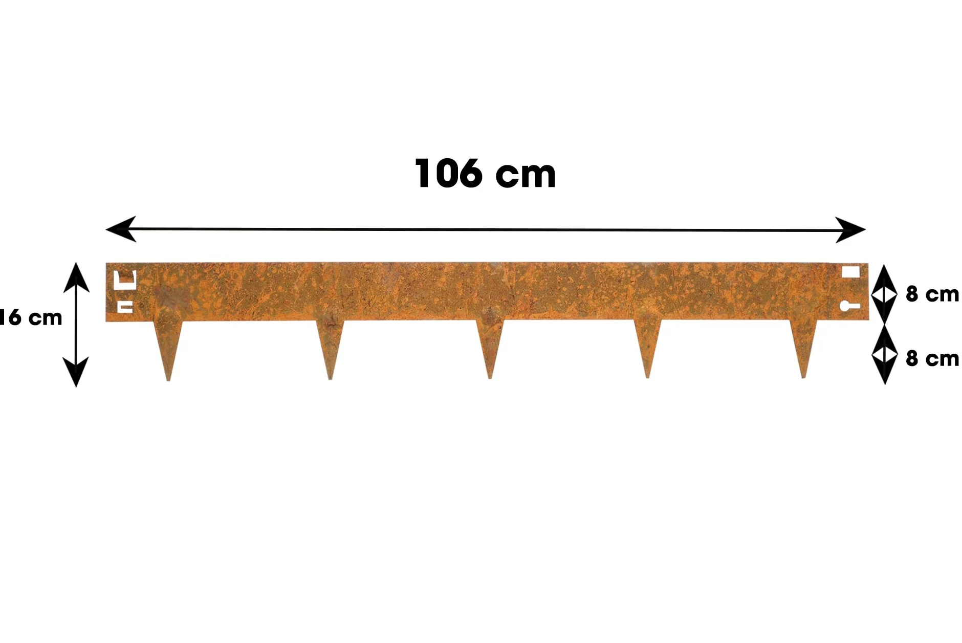 Wovar Acier corten Bordures de Jardin en Acier corten 16 x 106 cm Flexible - 20 Pièces