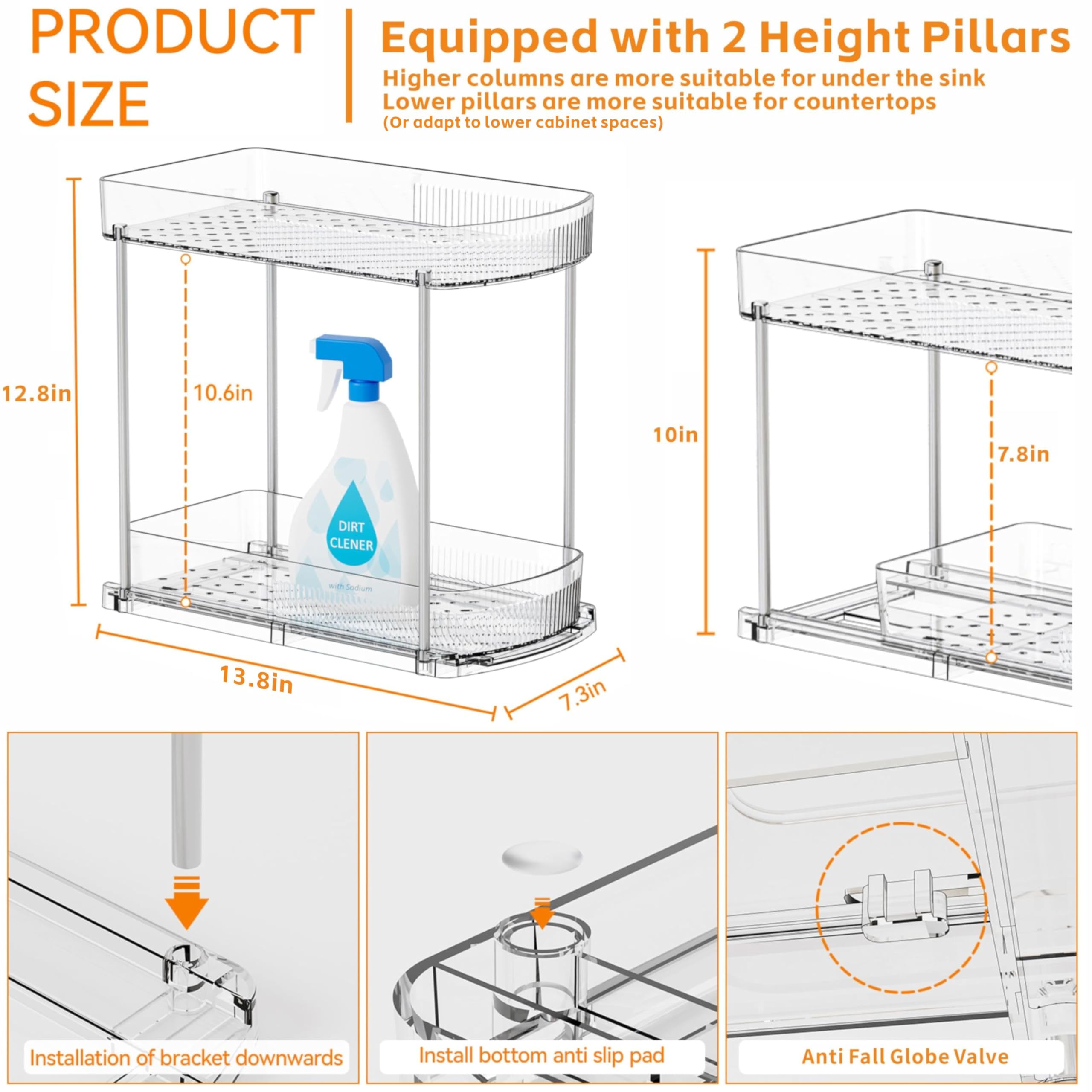 Clear Acrylic 2-Tier Pull-Out Under-Sink Organizer