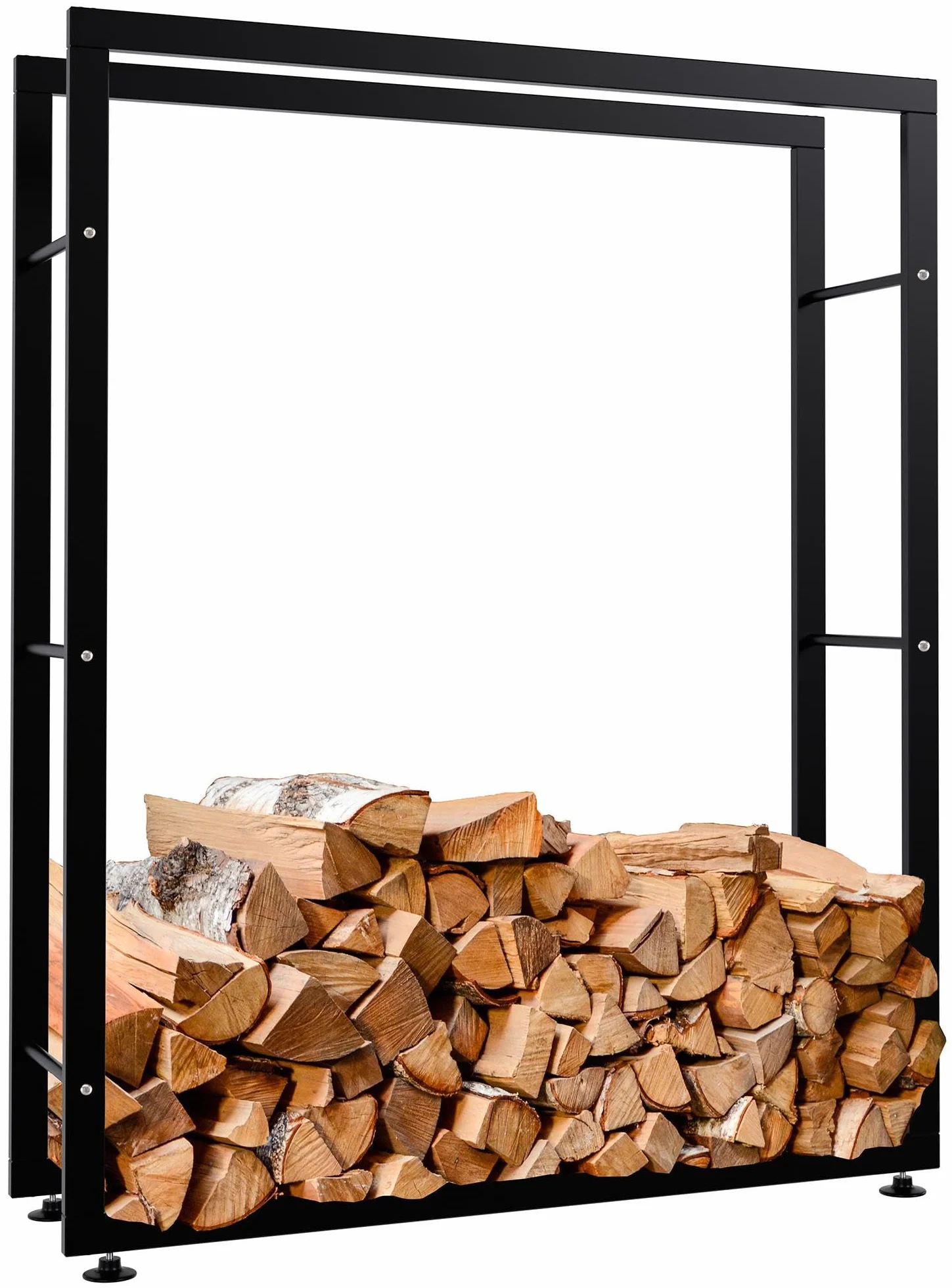 CLP Porte-bûches pour Bois De Cheminée Keri V2 en Métal Noir I Porte-Bois De Chaminée Solide Et Moderne I Support pour Bûches, Couleur:Noir, Taille:25x100x125 cm