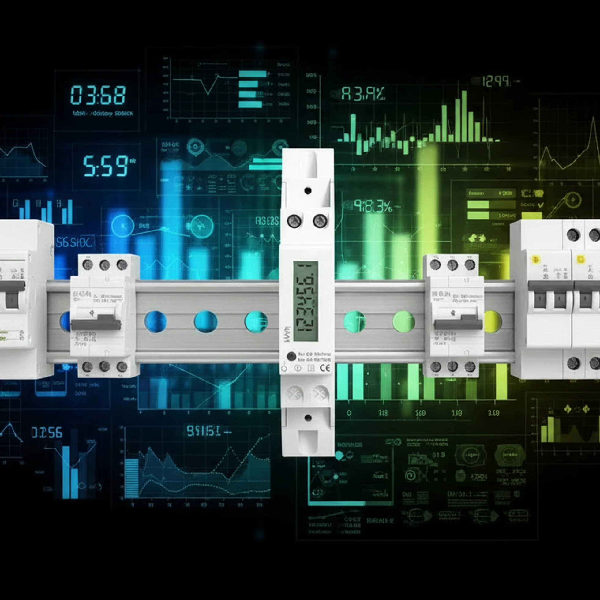 Compteur Électrique Monophasé 40A Rail DIN 230V avec Sortie Impulsionnelle S0 2000 imp/kWh Certifié IEC IP51