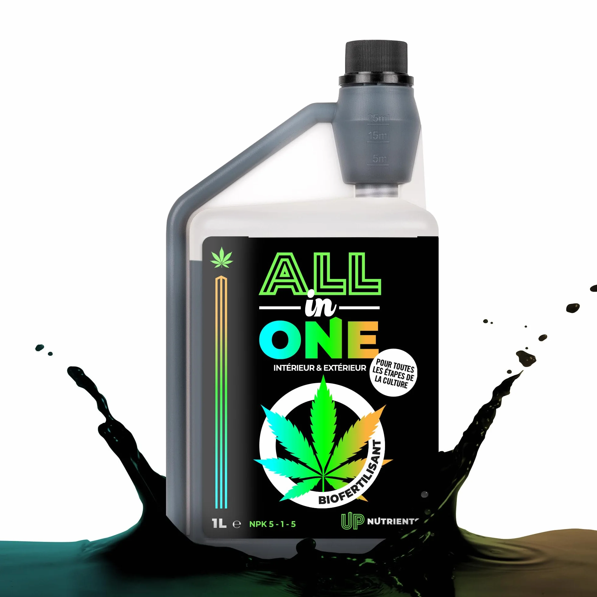 UP NUTRIENTS Fertiliser de cannabis pour intérieur et extérieur, ensemble NPK 5-1-5, pour plantes de cannabis, phase de croissance et de floraison, phase biologique Grow & Bloom