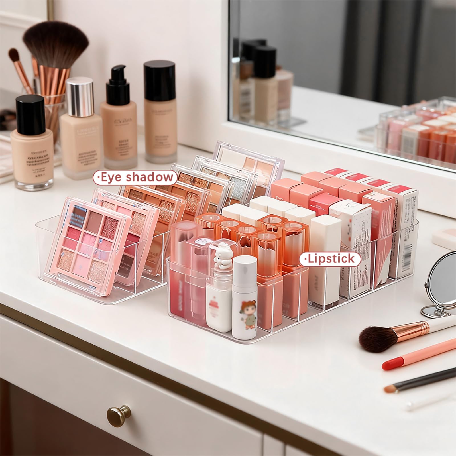 Clear Acrylic 7-Section Cosmetic Organizer