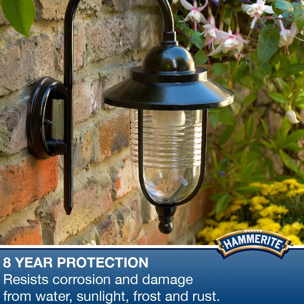 Hammerite Peinture directe à la Rouille extérieur Finition martelée Dorée Résistante Corrosion Protection 8 Ans 250 ML