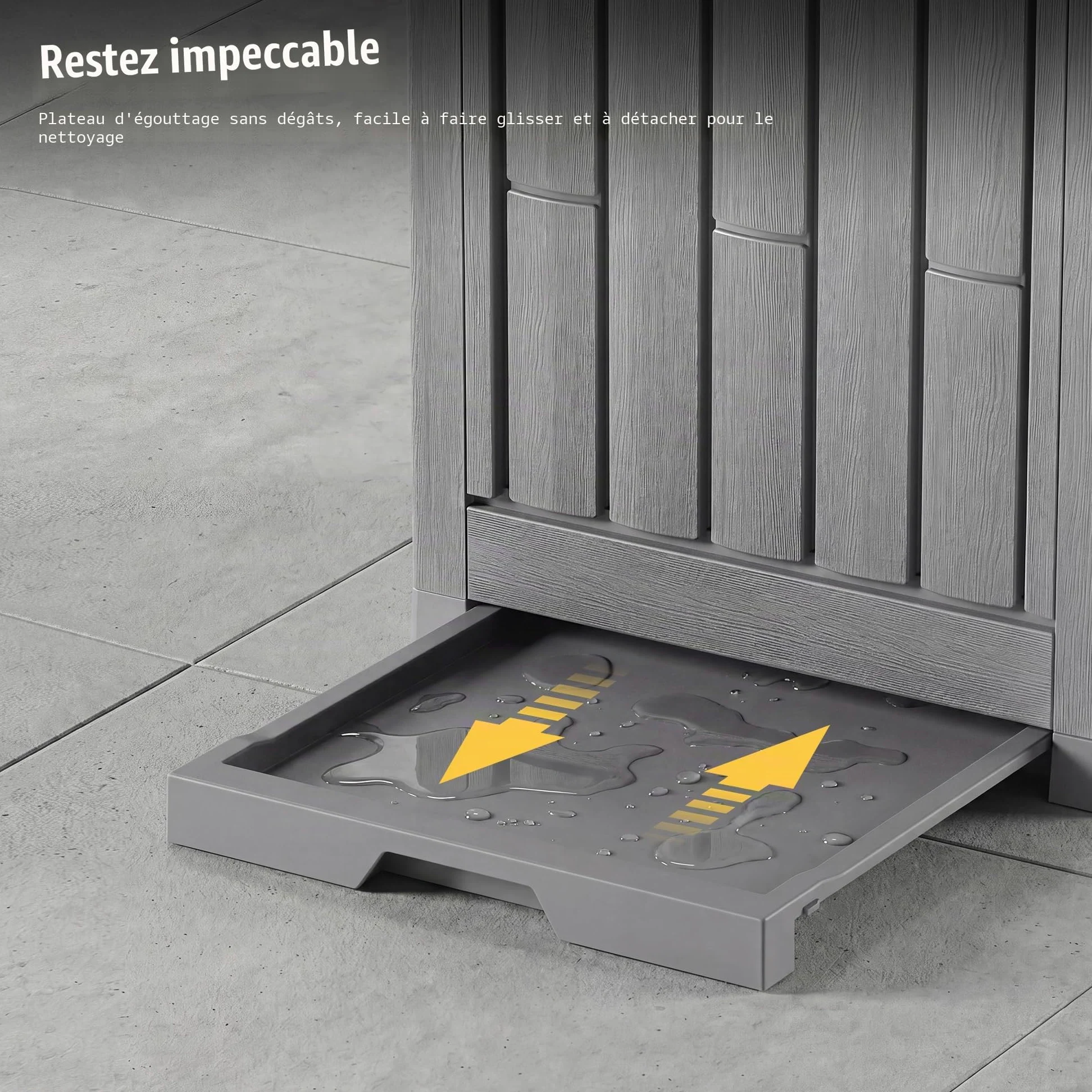 EAST OAK Poubelle d'extérieur de 280 litres | Poubelle en résine imperméable avec Couvercle à étages et Plateau d'égouttement | Poubelle extérieure pour terrasse | Cuisine, arrière-Cour et terrasse |