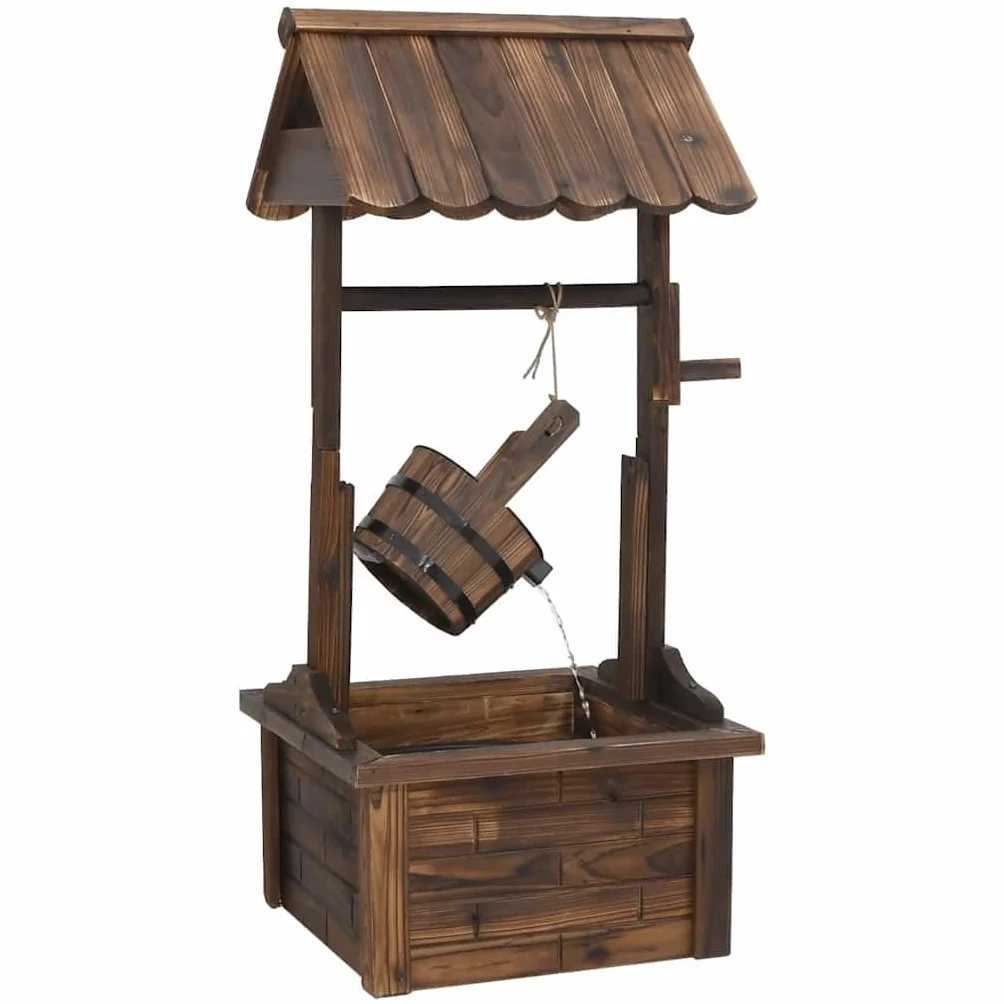 Puits à Souhait avec Pompe 57x50x112 cm Bois de Sapin Massif Brun