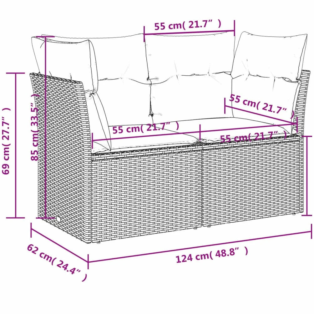 vidaXL Canapé de Jardin avec Coussins 2 Places, Siège avec Housse, Meuble de Terrasse Patio Balcon Extérieur, Beige Résine Tressée