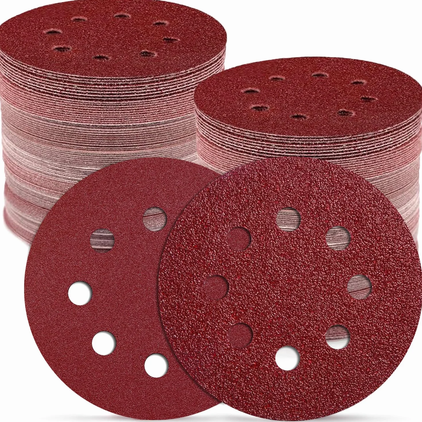 Disque Abrasif 125mm 110Pcs Papier Abrasif Rond 8 Trous Ponceuse Excentrique