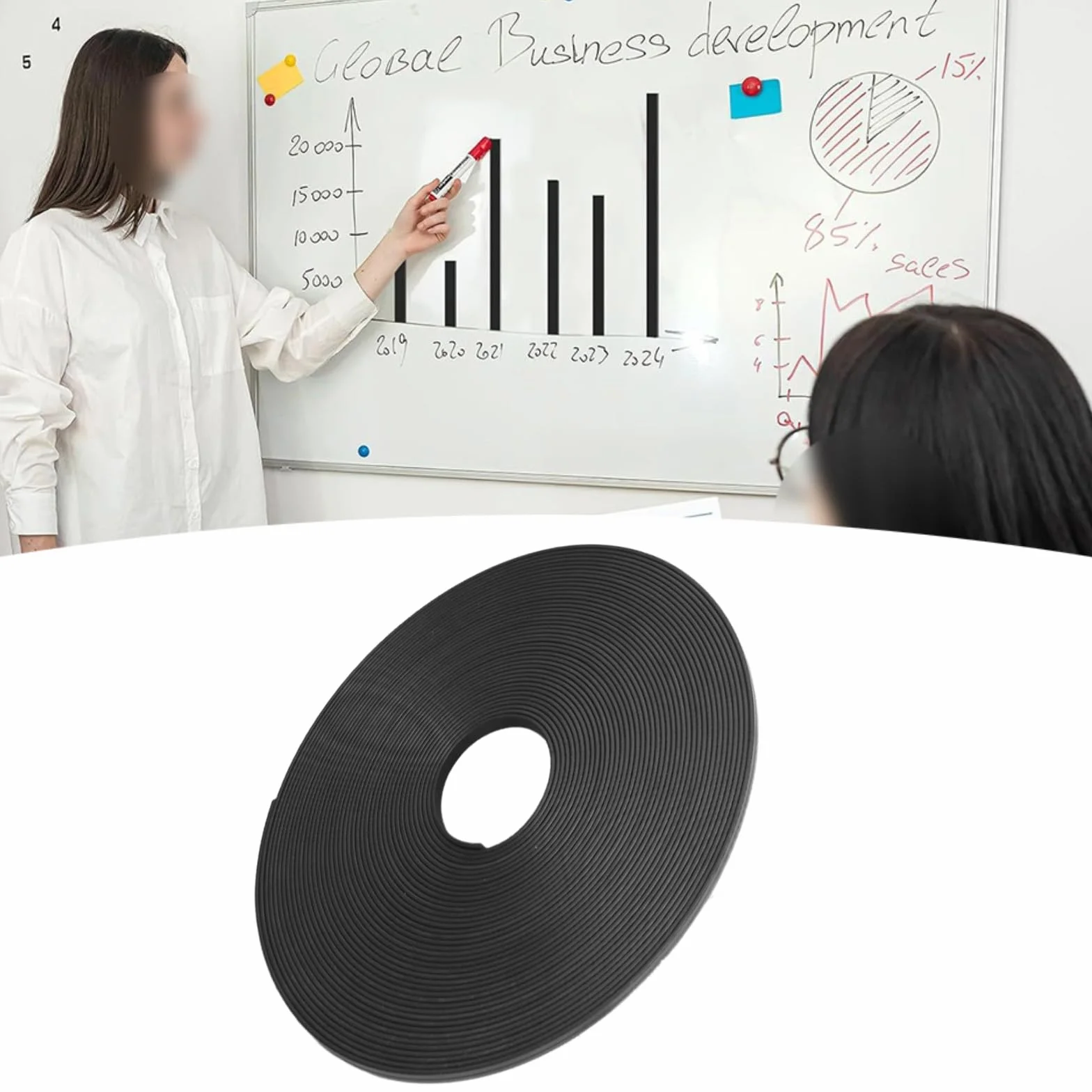Ruban magnétique fin 6 mm 8 m pour tableau éducatif salle de classe bureau