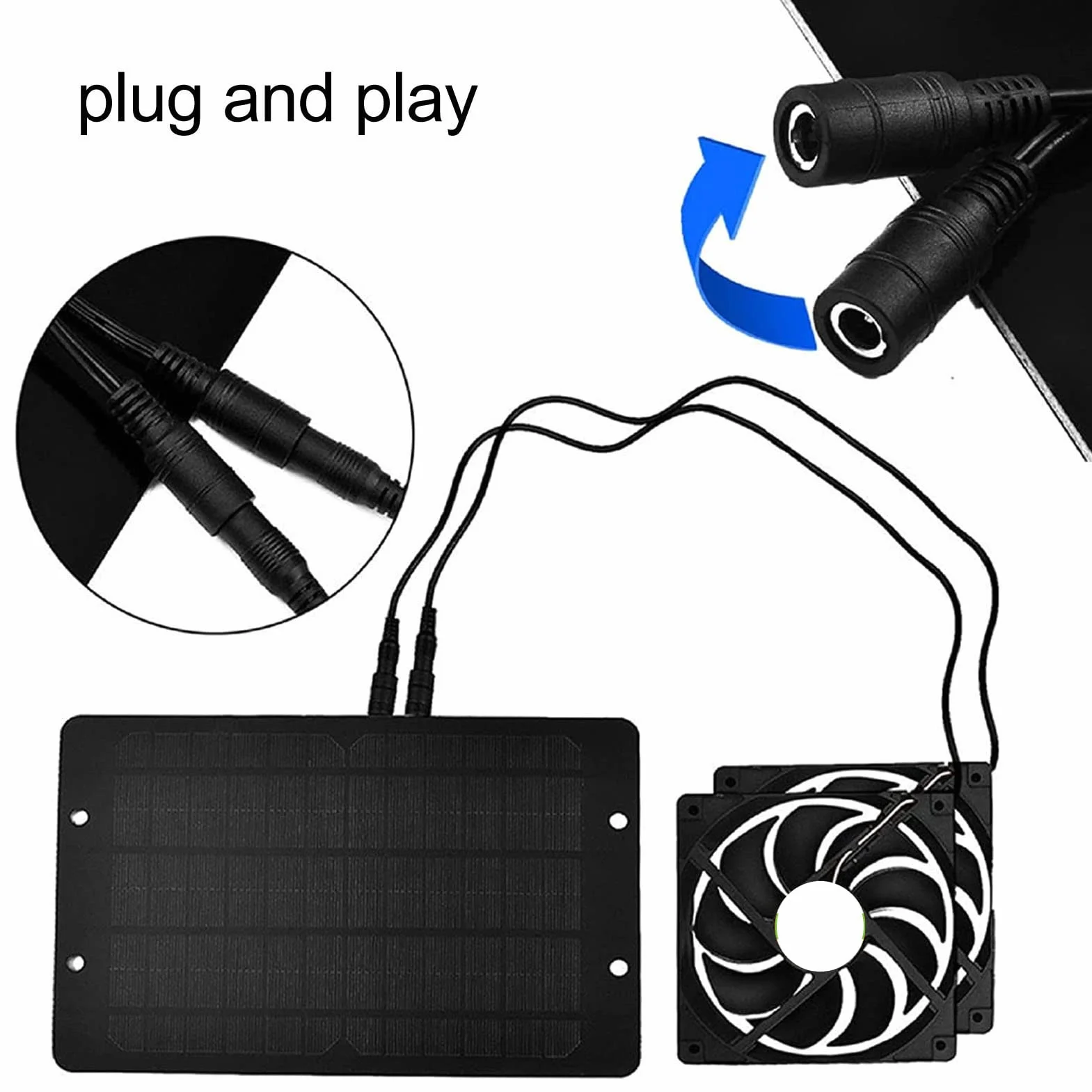 Ventilateur Solaire, Double Ventilateur Énergétique 10W 12V avec Panneau Solaire pour Serre Poulailler Maison Refroidissement Efficace