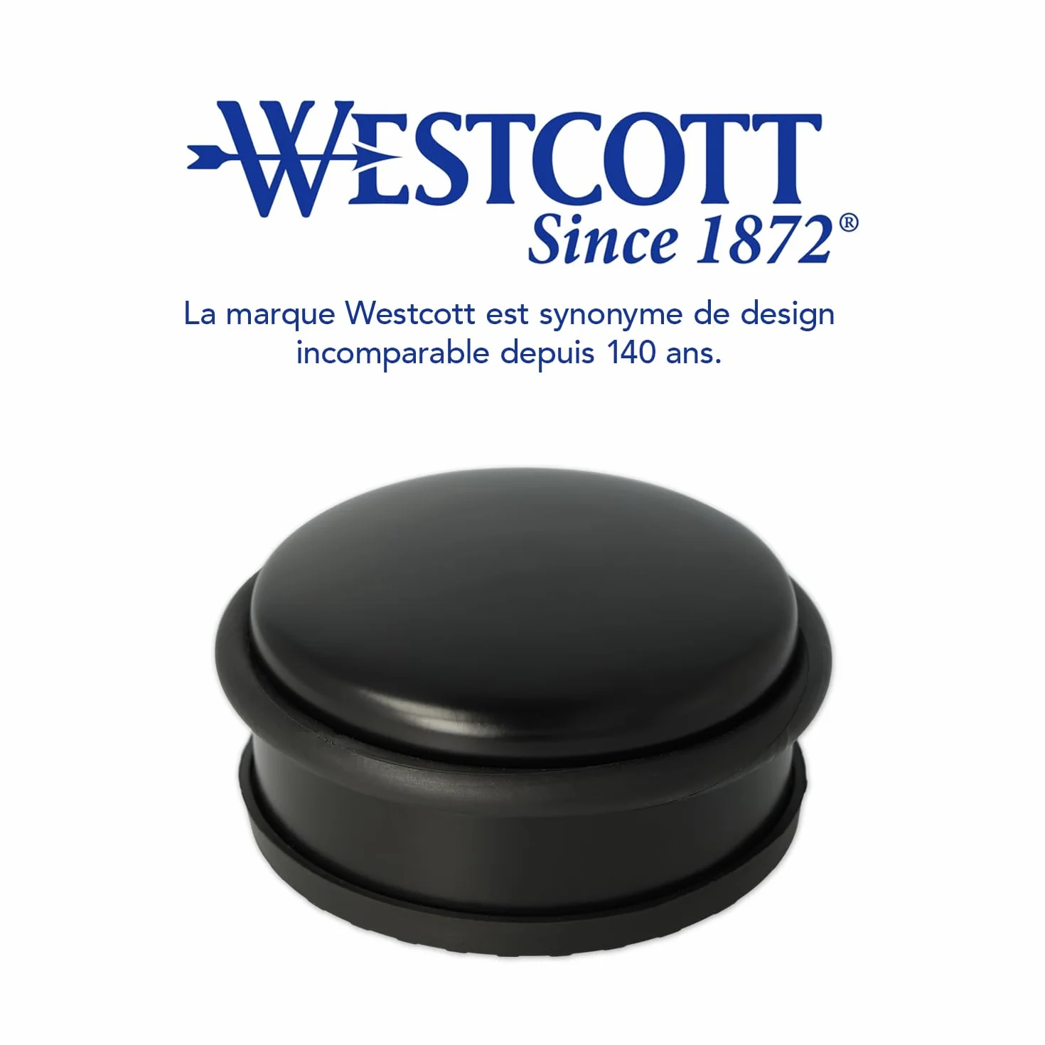 Westcott Butée de porte en acier inoxydable noir 1,2 kg ⌀ 10 cm hauteur 4 cm