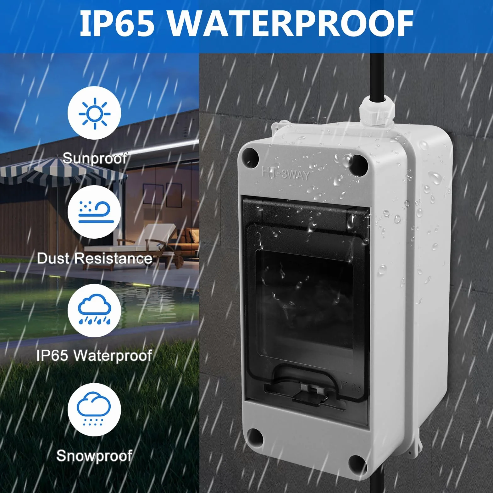 Coffret Electrique Etanche IP65 3 Modules Boîtier Exterieur 1 Rangée