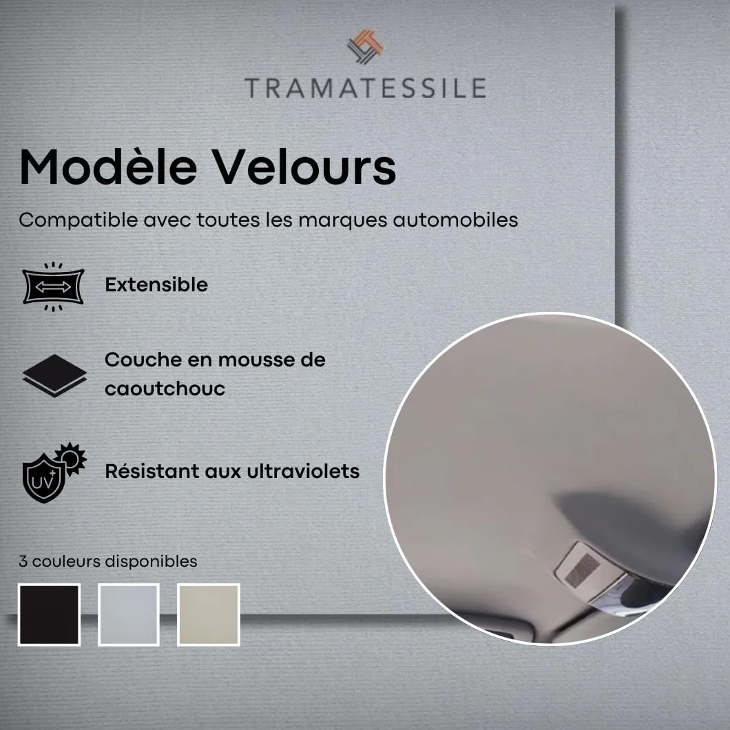 Kit Reparation Ciel de Toit Voiture avec Colle pour Tissu - Modele Vellours - Personnalisez Votre Tissu