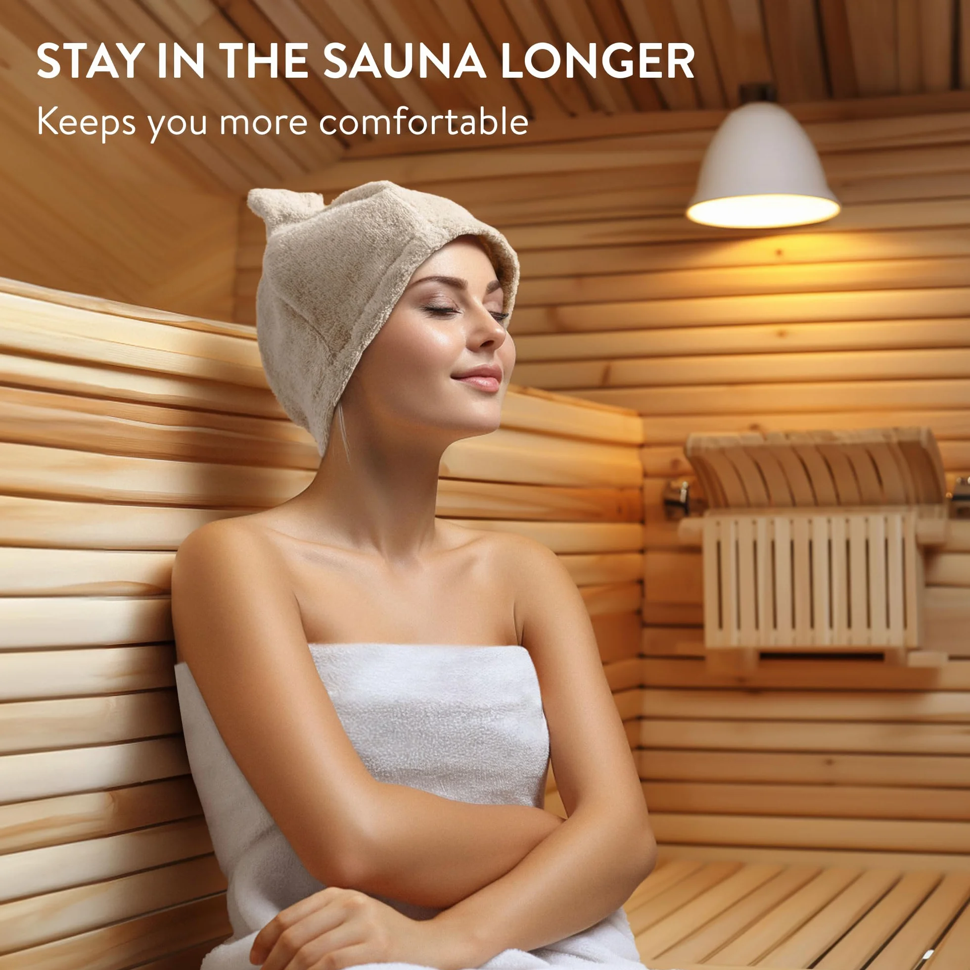 Bonnet de sauna 100% coton éponge 25 x 15 x 3 cm - Accessoire sauna spa hammam résistant à la chaleur