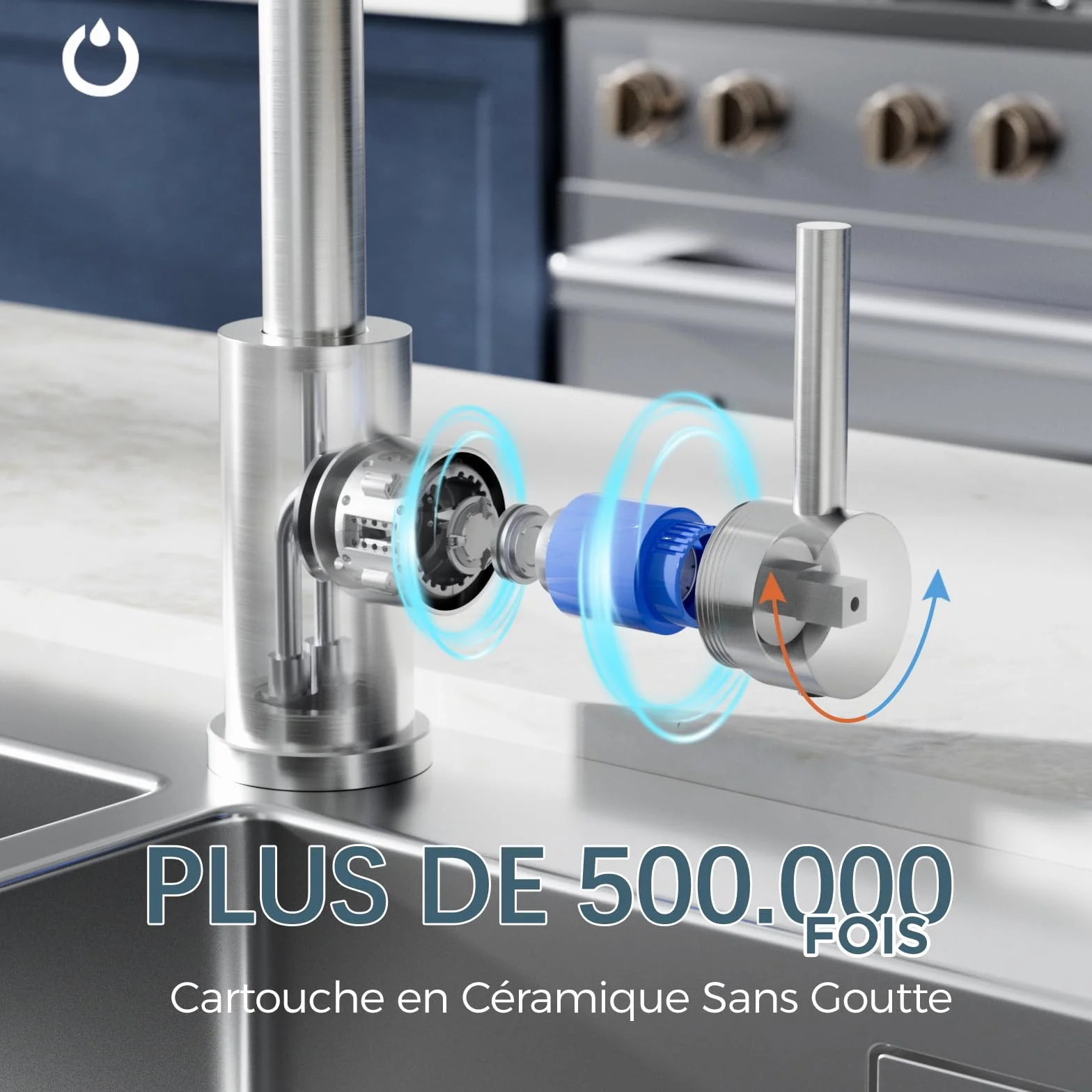 FORIOUS Robinet Cuisine Mitigeur pivotant 360° monocommande L 1 trou