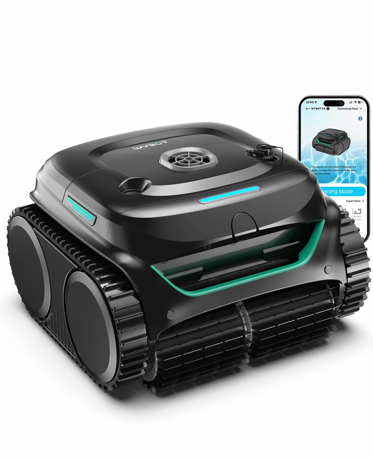 WYBOT C2 Robot Piscine sans Fil, Double Filtration, 3 Moteurs, Aspiration Puissante, 180 Min, pour Piscines Enterrées 150㎡
