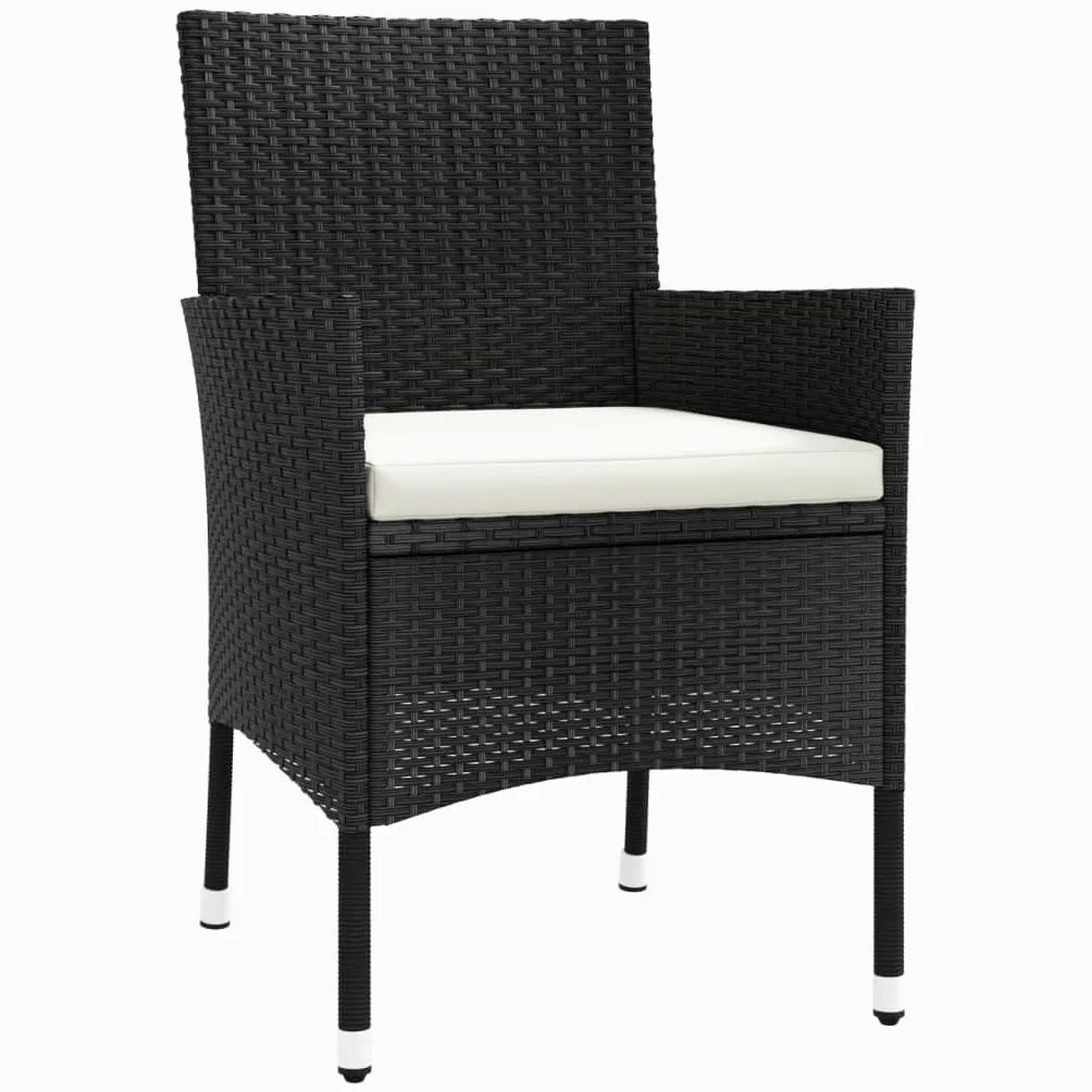 vidaXL 4X Chaises de Jardin avec Coussins Fauteuils de Patio Chaises de Salle à Manger d'Extérieur Sièges de Terrasse Résine Tressée Noir
