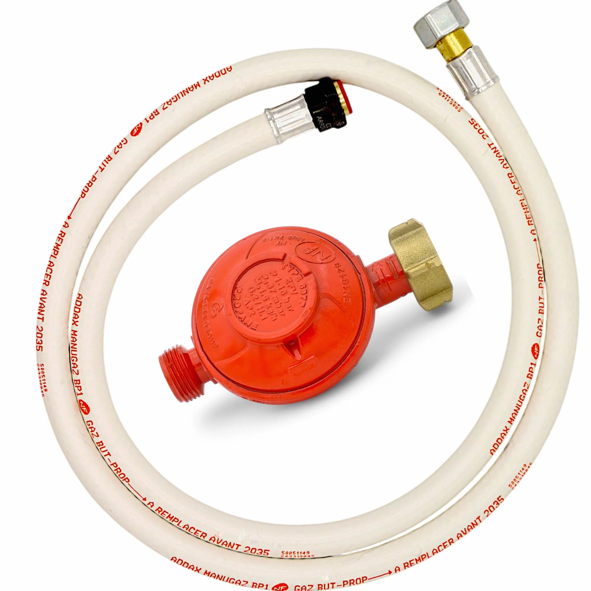 Générique kit detendeur Propane 37 mbar + Tuyau Flexible Butane/Propane 1,50m