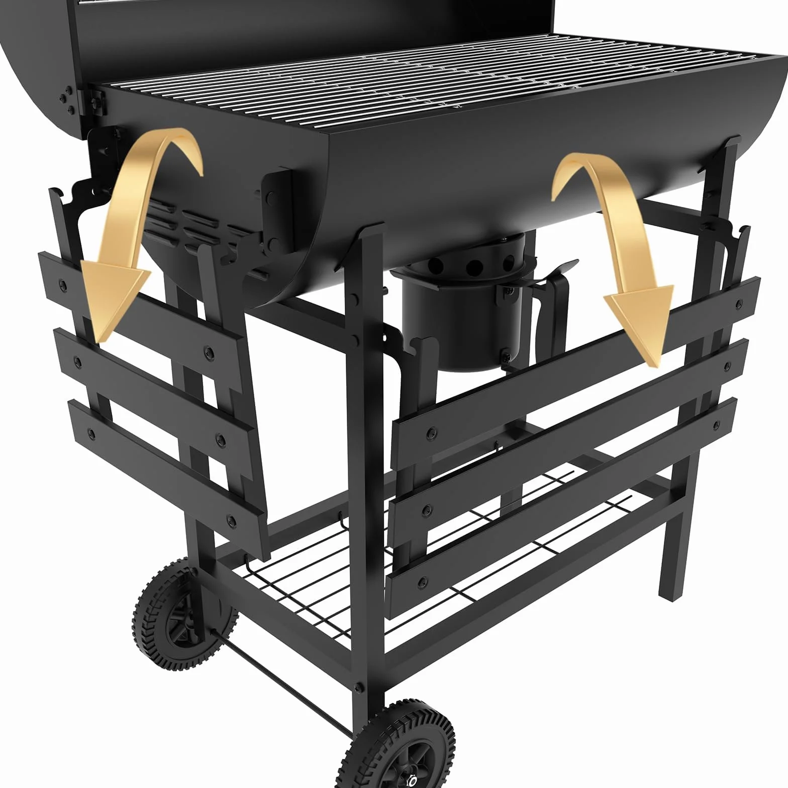 TEENO Chariot à Barbecue de Bois,Grill XXL à Charbon avec Couvercle, Thermomètre,Tiroir à Cendres,Comprend une housse en tissu imperméable et anti-poussière, Évent Réglable