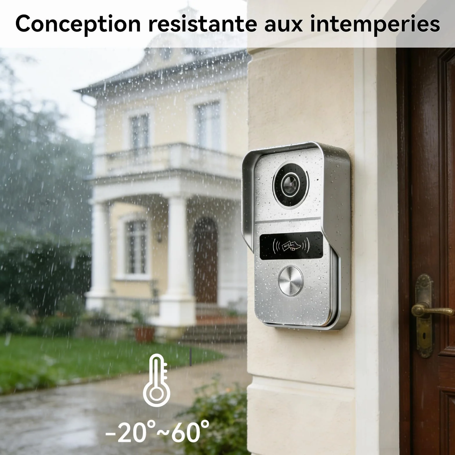 Interphone Vidéo WiFi 1080P, Moniteur Tactile 10.1", Sonnette Vidéo 2 Fils, Audio Bidirectionnel, Vision Nocturne