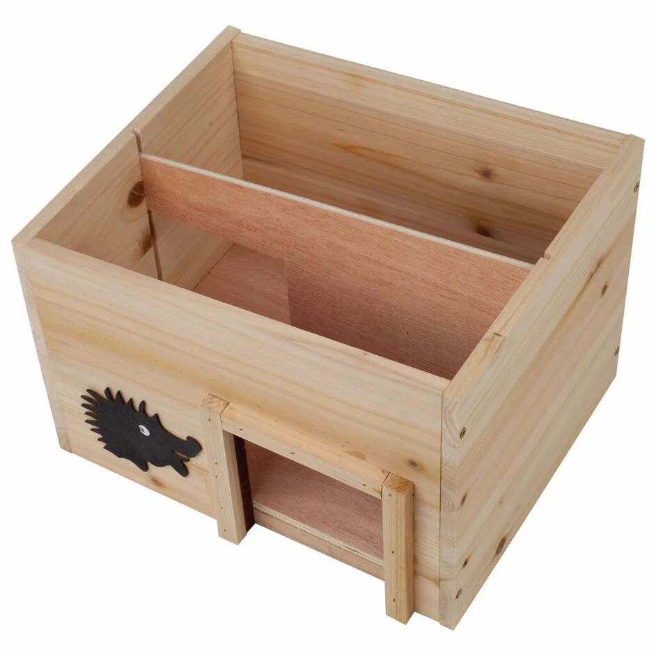 URBNLIVING Abri en bois pour hérissons de jardin Refuge nature avec toit Anti-prédateurs
