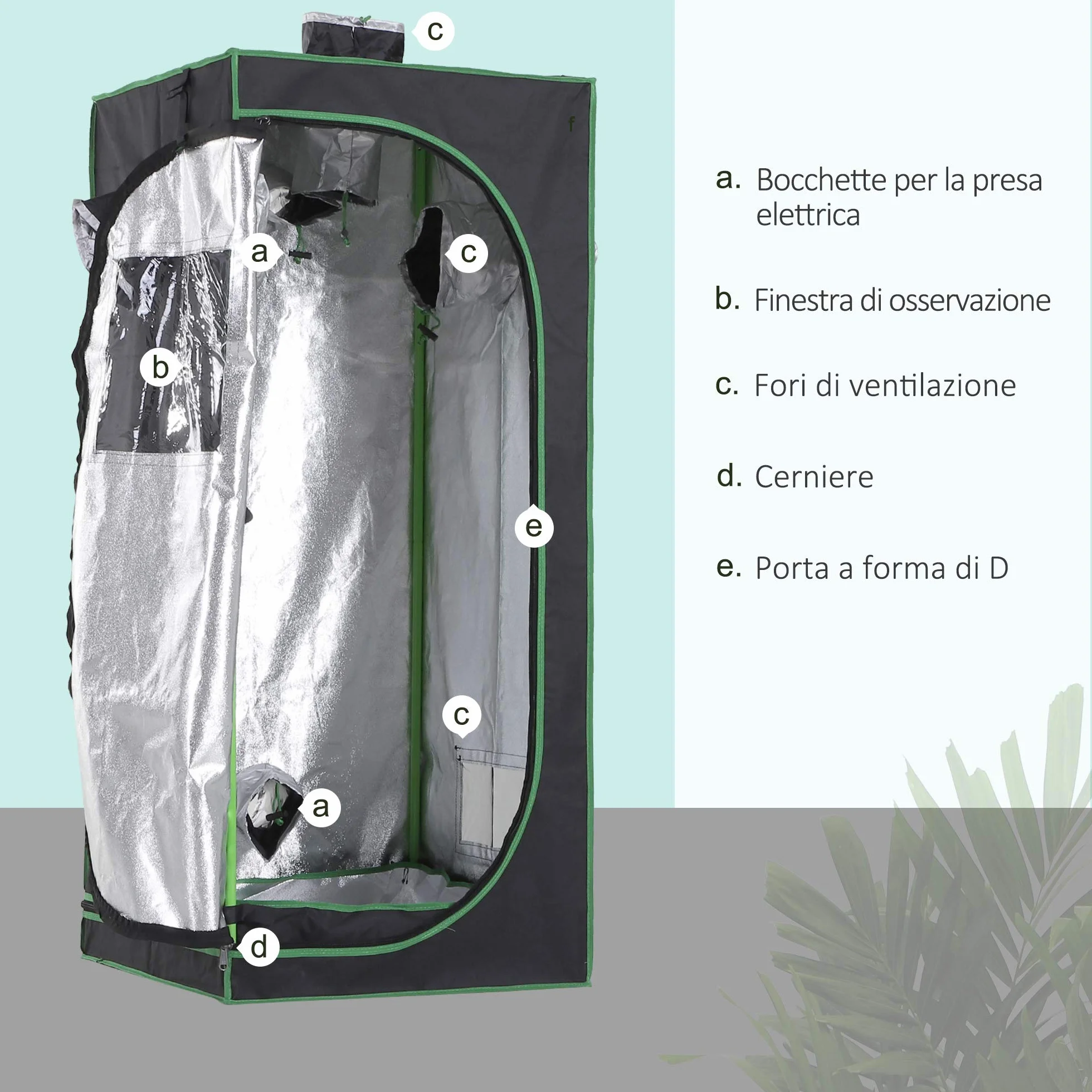 Outsunny Serre Hydroponique Oxford 600D 60x60x140 cm Noir avec 3 Prises d'Air Réglables
